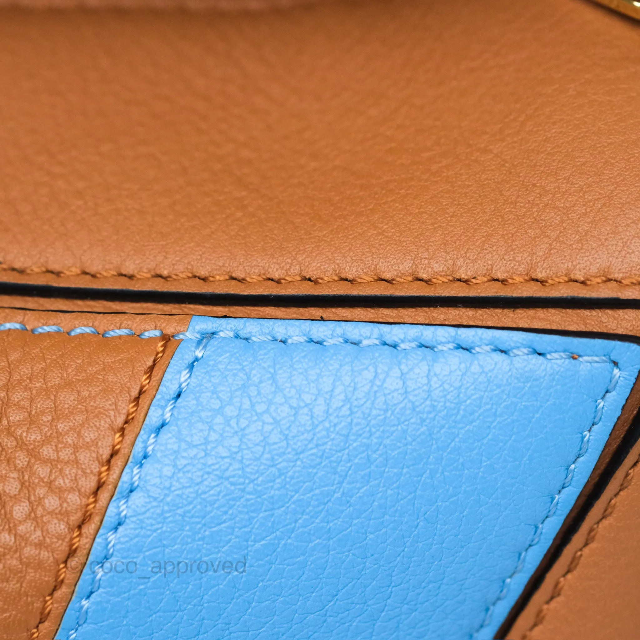 Loewe Small Rugby Puzzle Blue Tan Calfskin