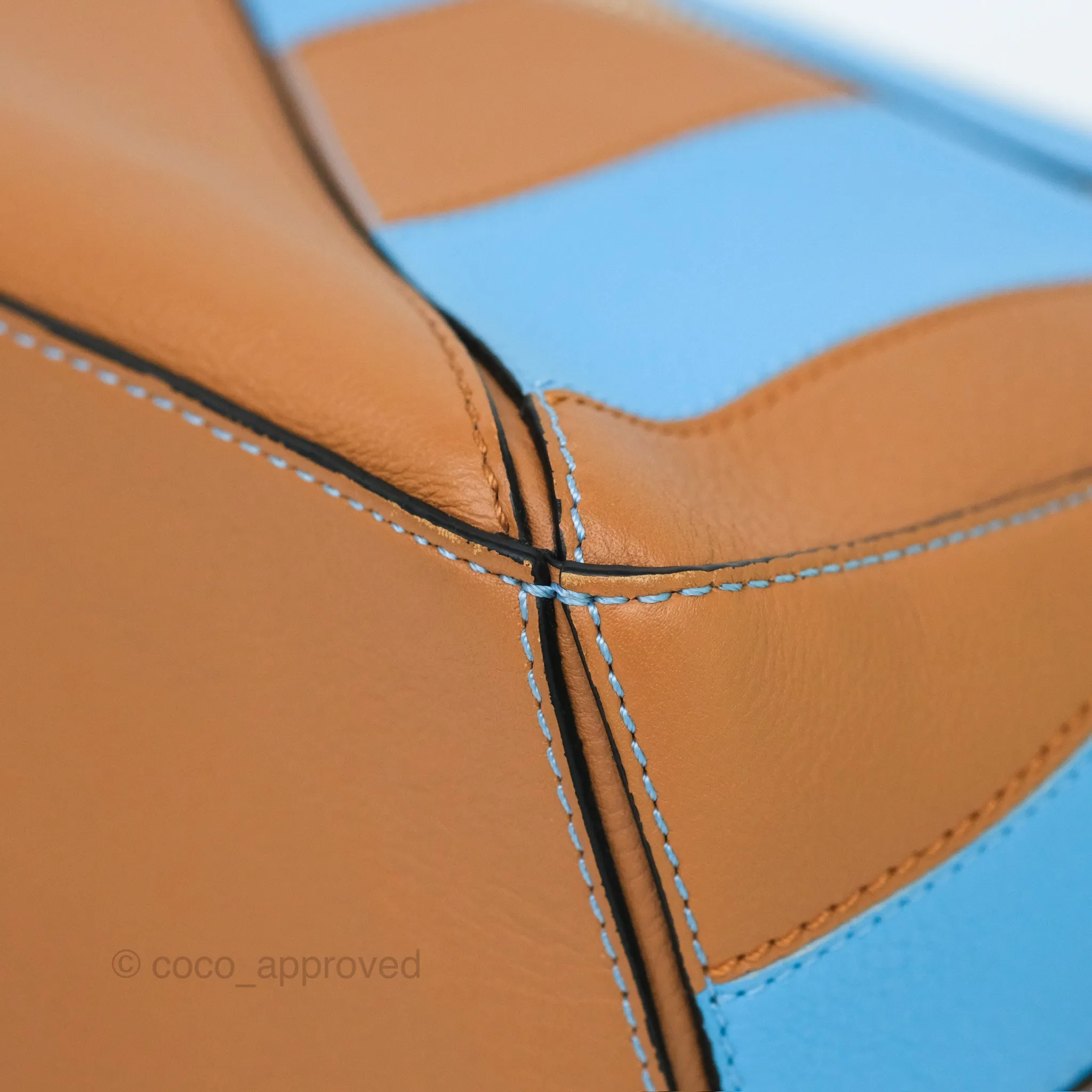 Loewe Small Rugby Puzzle Blue Tan Calfskin