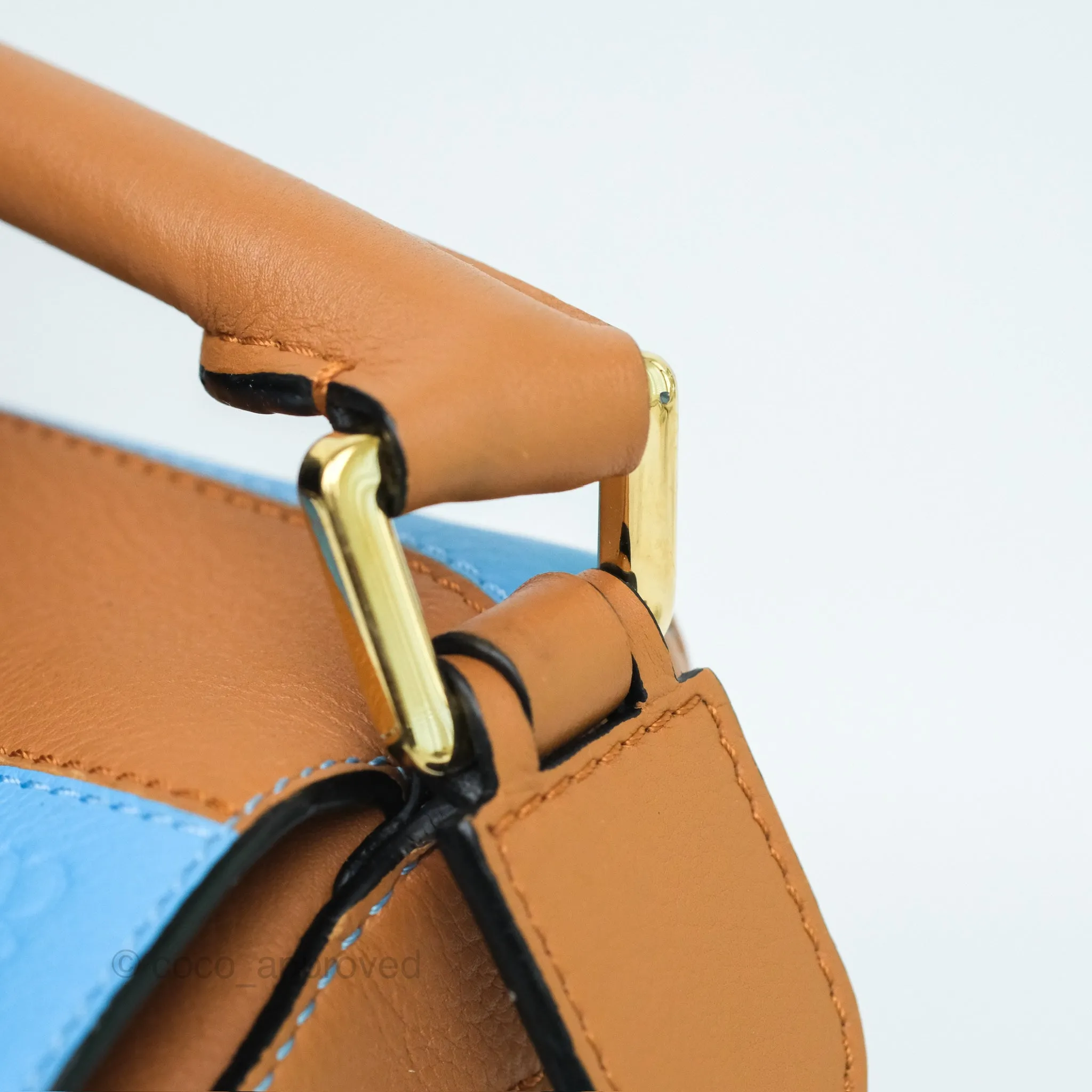 Loewe Small Rugby Puzzle Blue Tan Calfskin