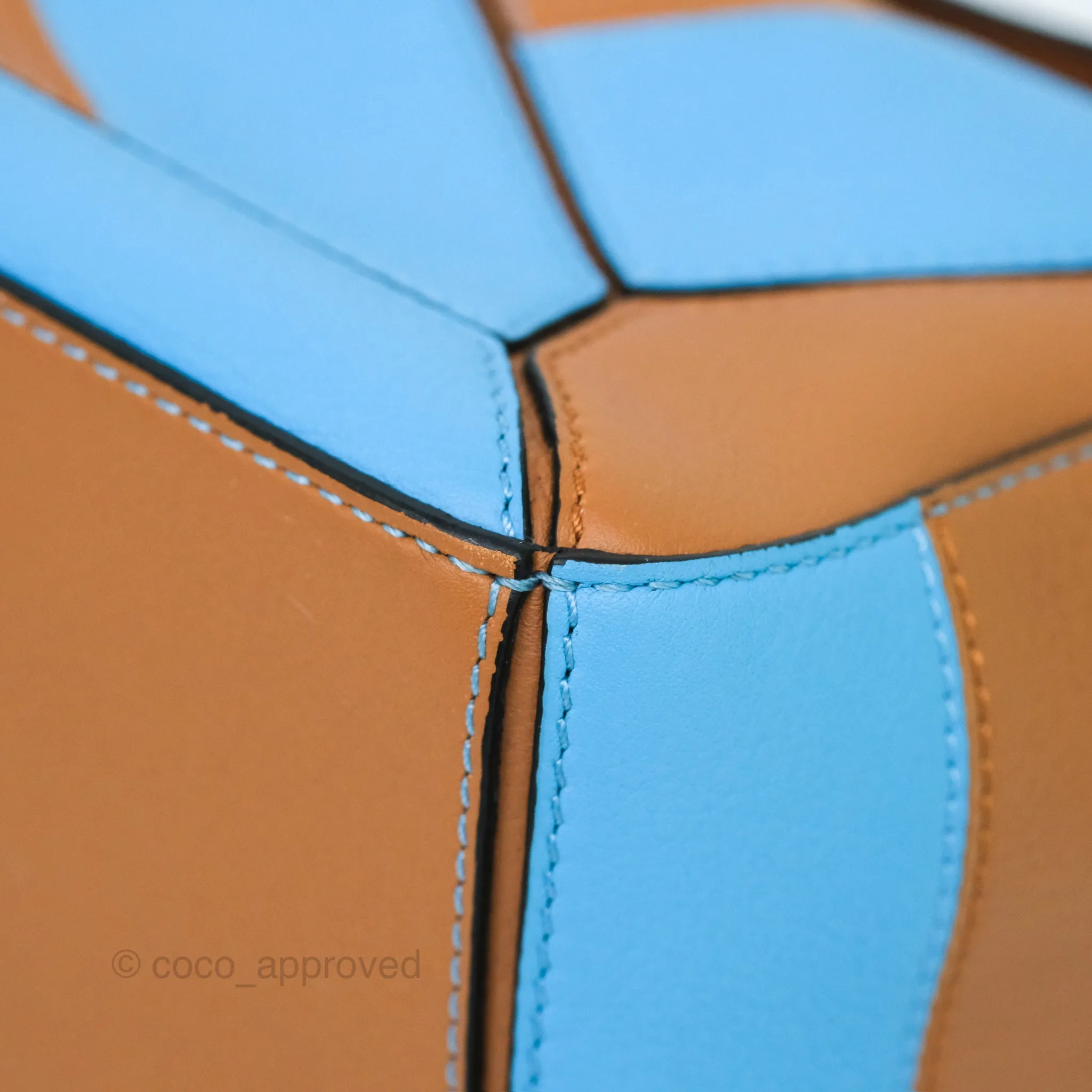 Loewe Small Rugby Puzzle Blue Tan Calfskin