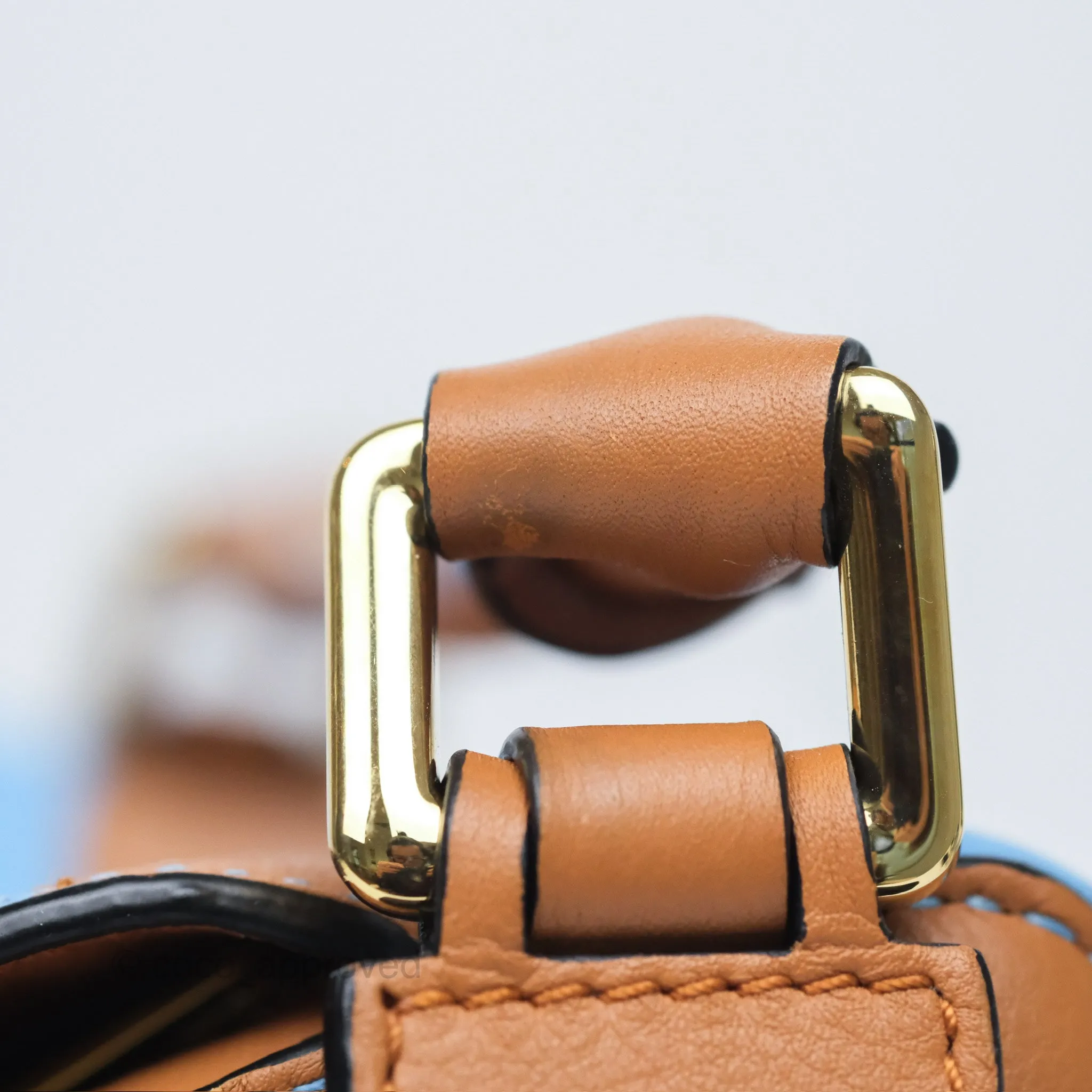 Loewe Small Rugby Puzzle Blue Tan Calfskin