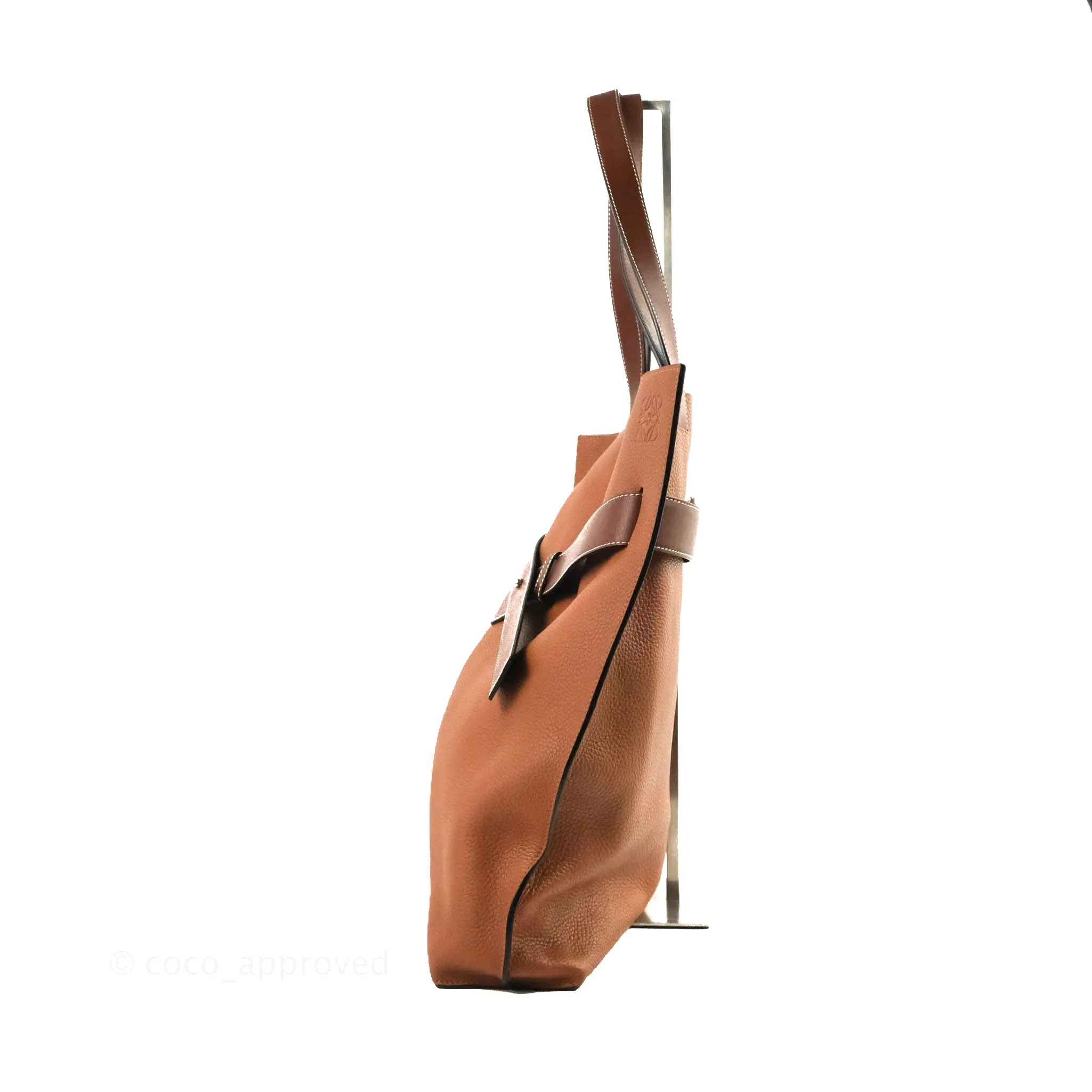 Loewe Vertical Strap Tote Tan Grained Leather
