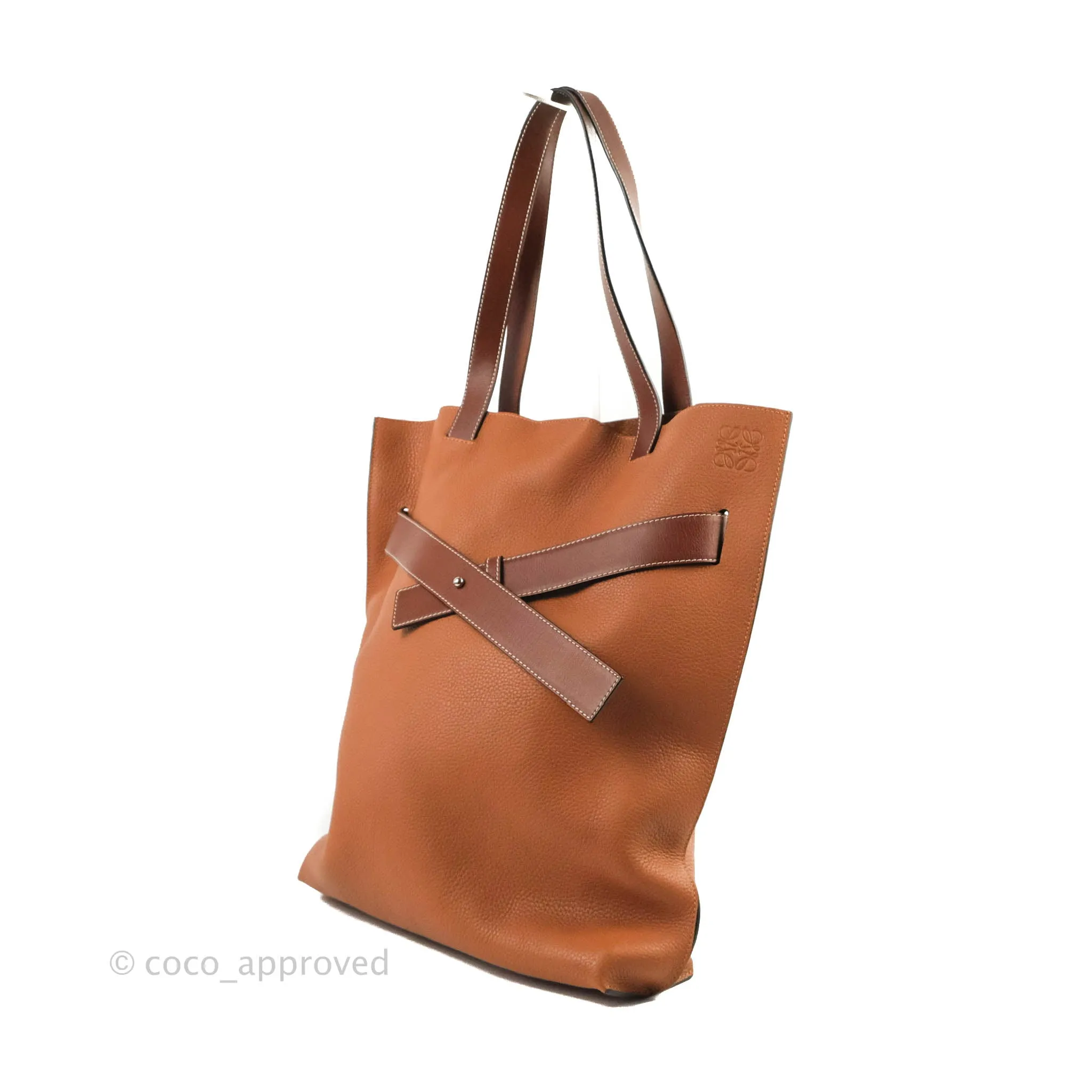 Loewe Vertical Strap Tote Tan Grained Leather