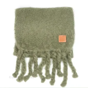 Loewe Wool Blend Cashmere Scarf Green