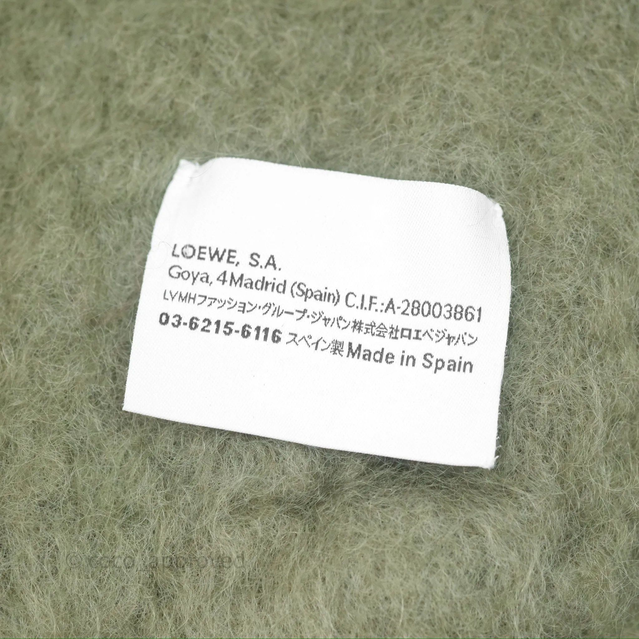 Loewe Wool Blend Cashmere Scarf Green