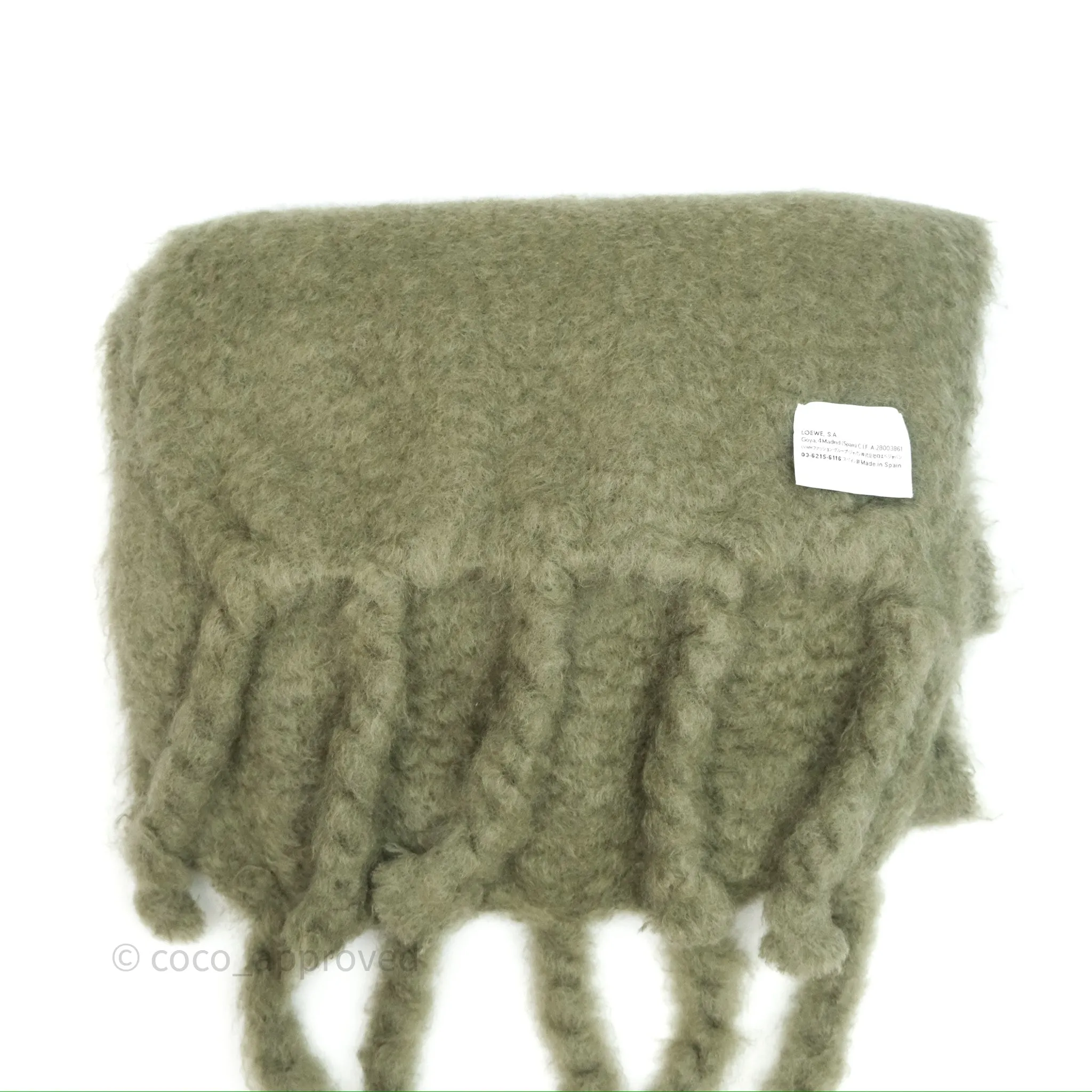 Loewe Wool Blend Cashmere Scarf Green