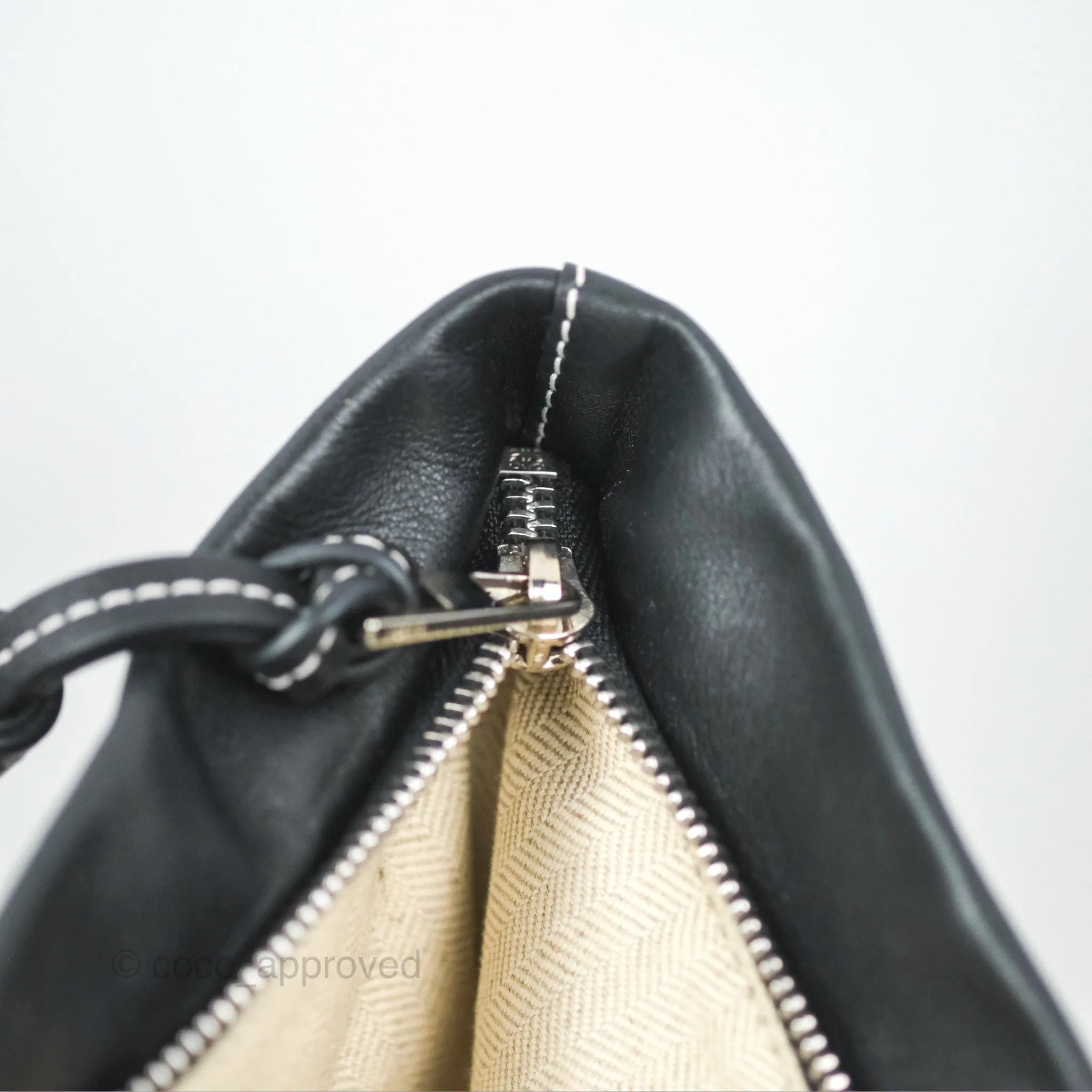Loewe Woven Basket Bag Black Leather Natural Palm Leaf