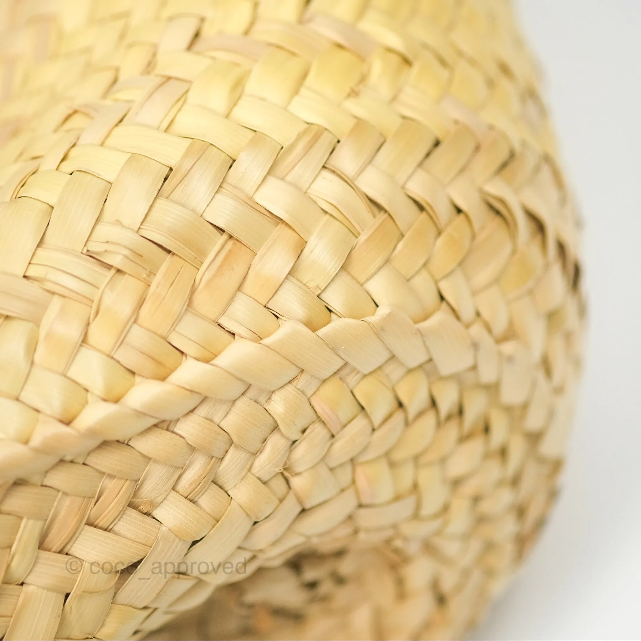 Loewe Woven Basket Bag Black Leather Natural Palm Leaf