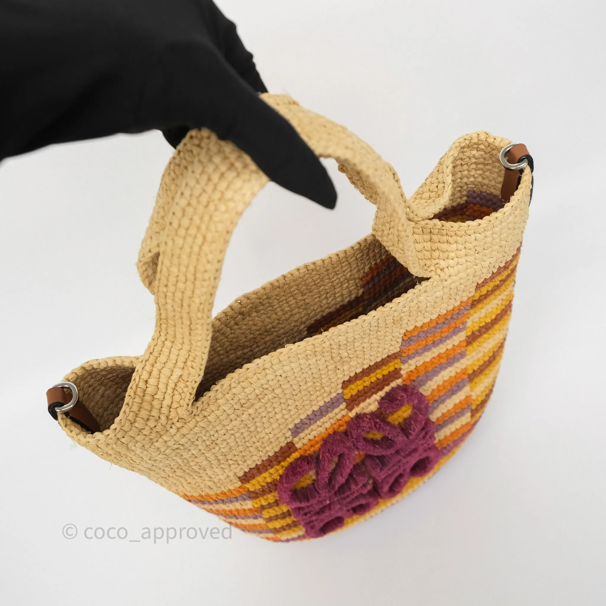 Loewe x Paula's Ibiza Slit Mini Rainbow Raffia Bag
