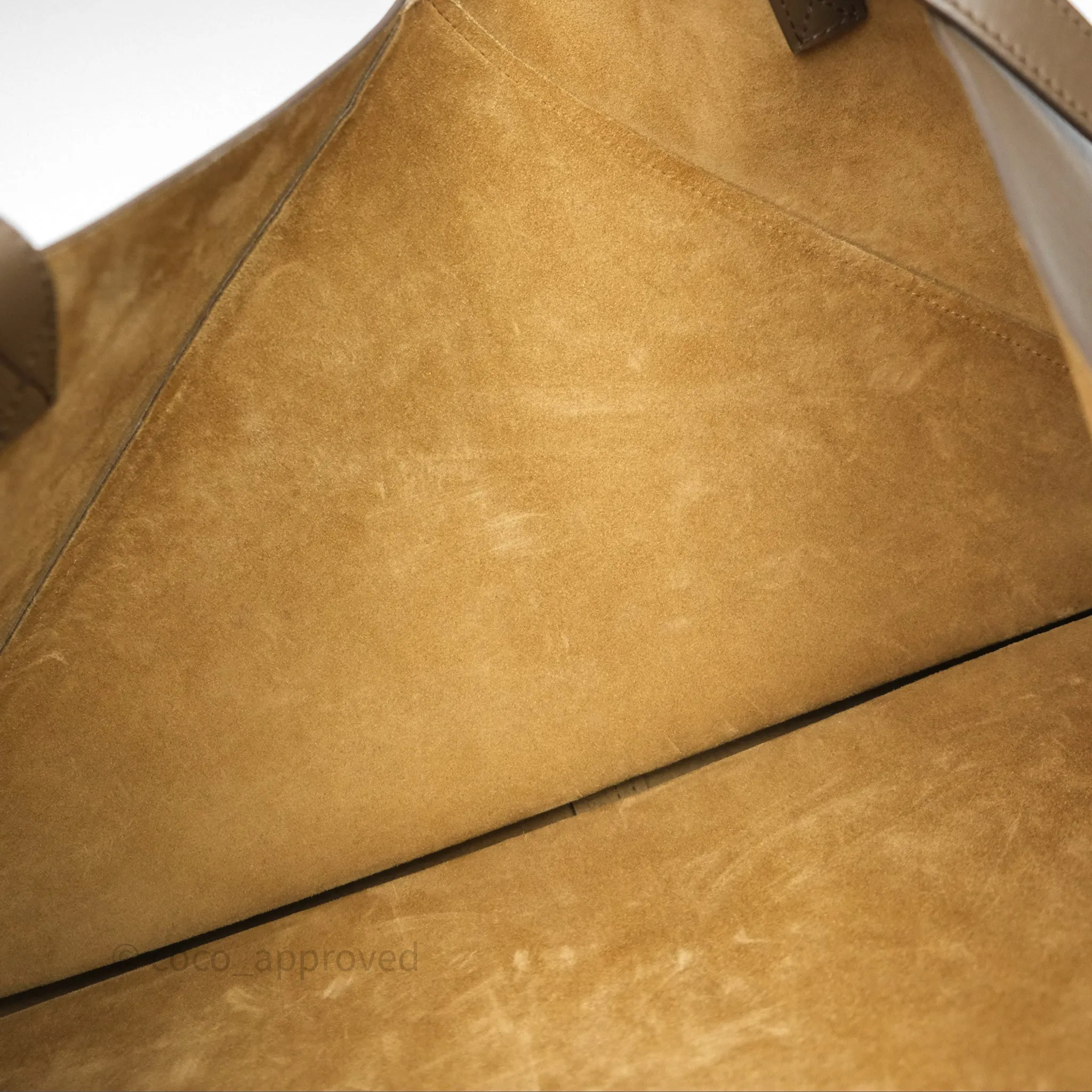 Loewe XL Puzzle Fold Tote In Shiny Calfskin Umber