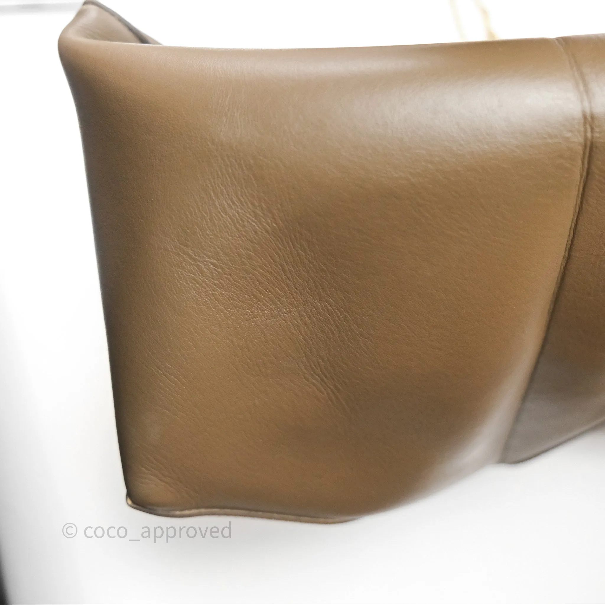 Loewe XL Puzzle Fold Tote In Shiny Calfskin Umber