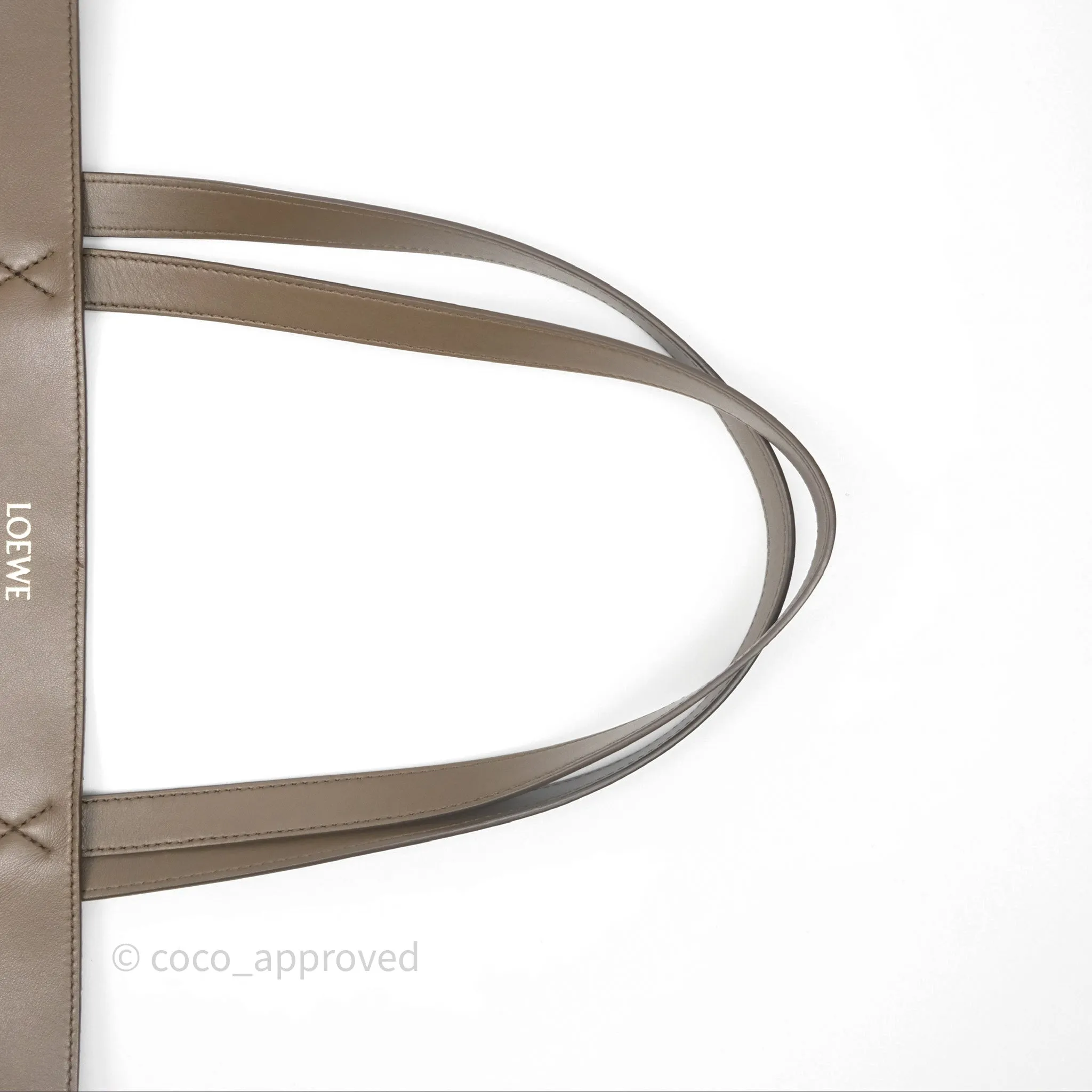 Loewe XL Puzzle Fold Tote In Shiny Calfskin Umber