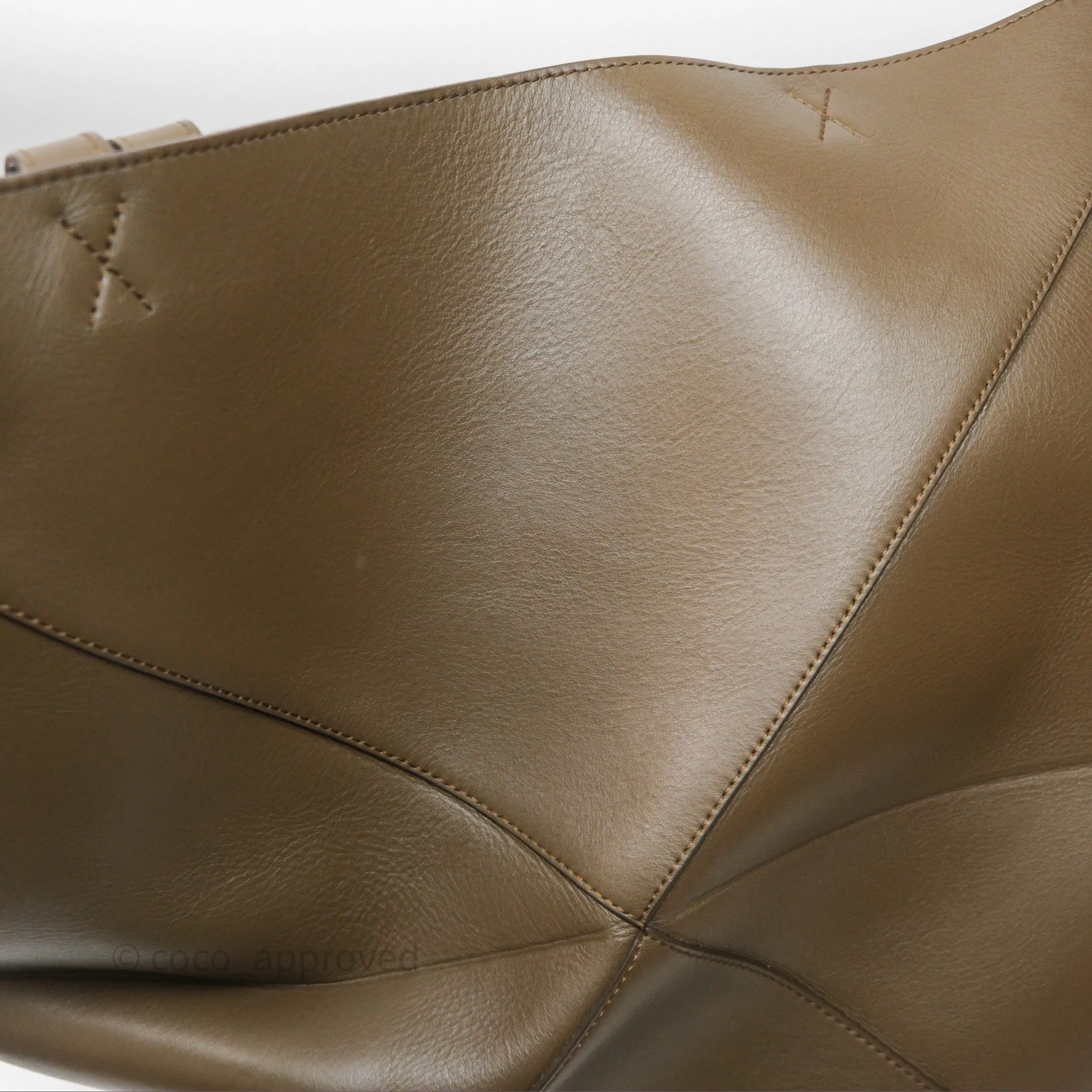 Loewe XL Puzzle Fold Tote In Shiny Calfskin Umber