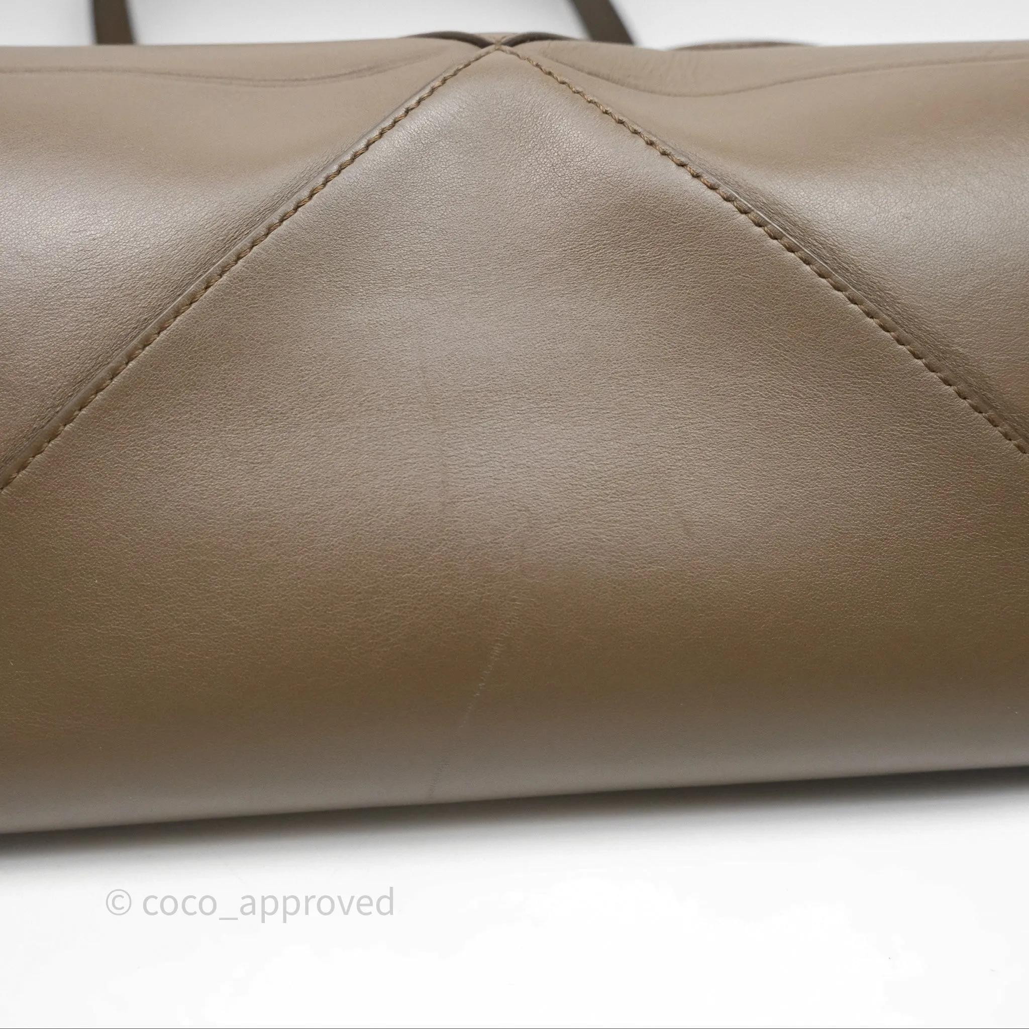 Loewe XL Puzzle Fold Tote In Shiny Calfskin Umber