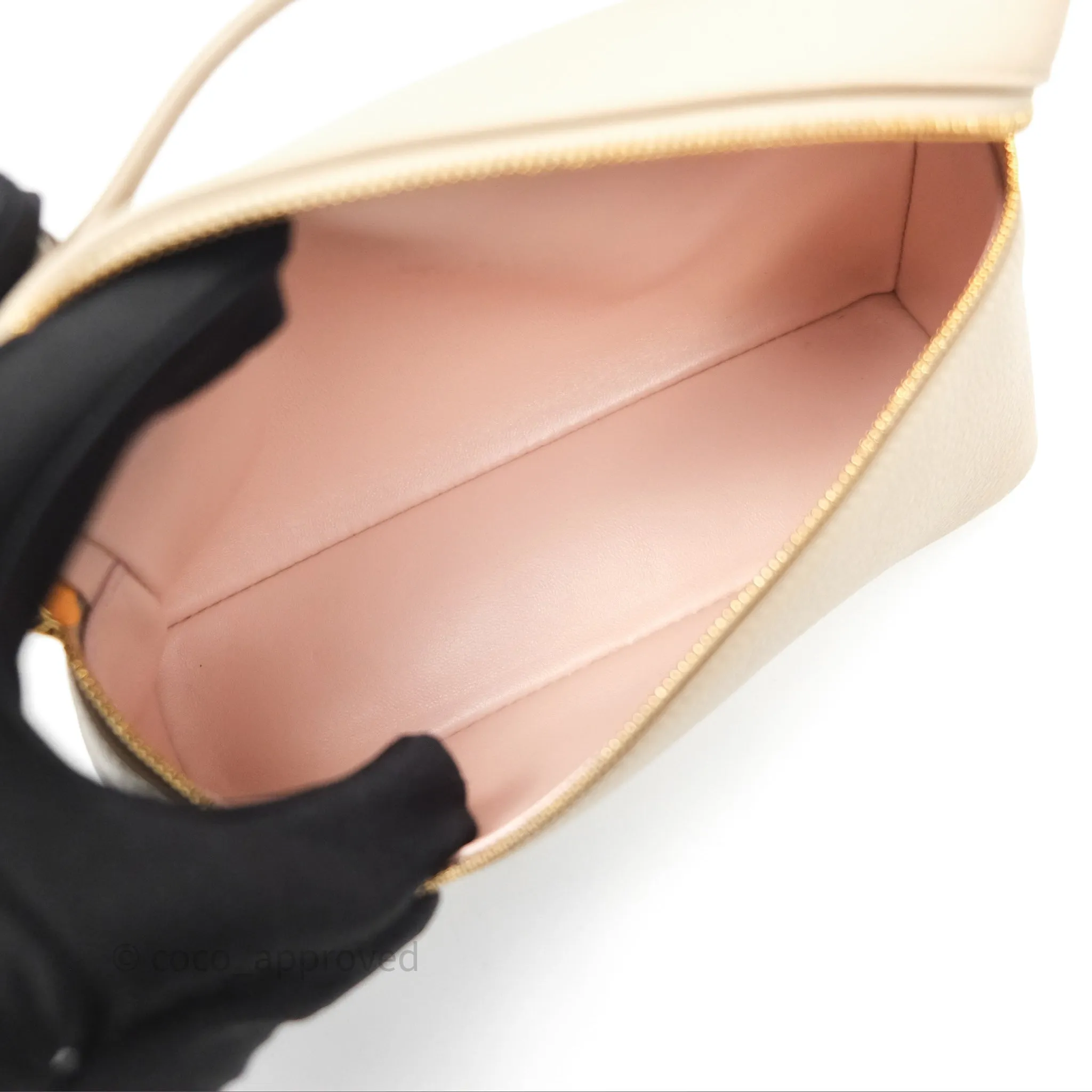 Loro Piana Extra Pocket L19 Cream Grained Calfskin Gold Hardware
