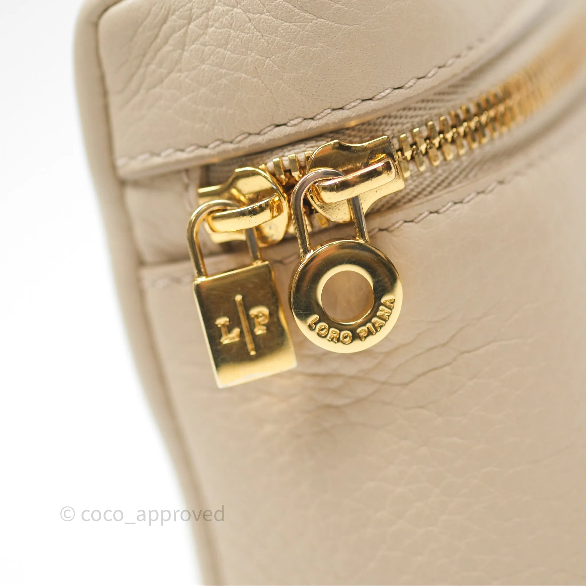 Loro Piana Extra Pocket L19 Cream Grained Calfskin Gold Hardware