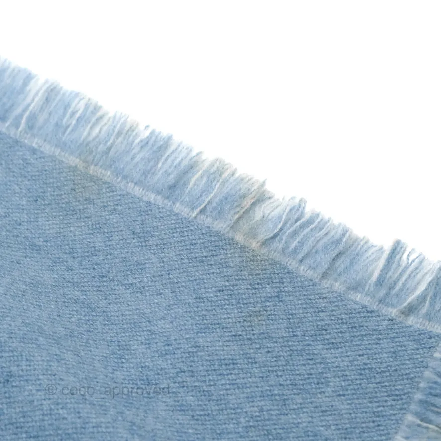 Louis Vuitton Cashmere Fringes Scarf Denim Blue