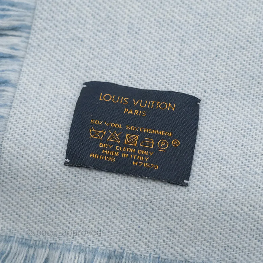 Louis Vuitton Cashmere Fringes Scarf Denim Blue