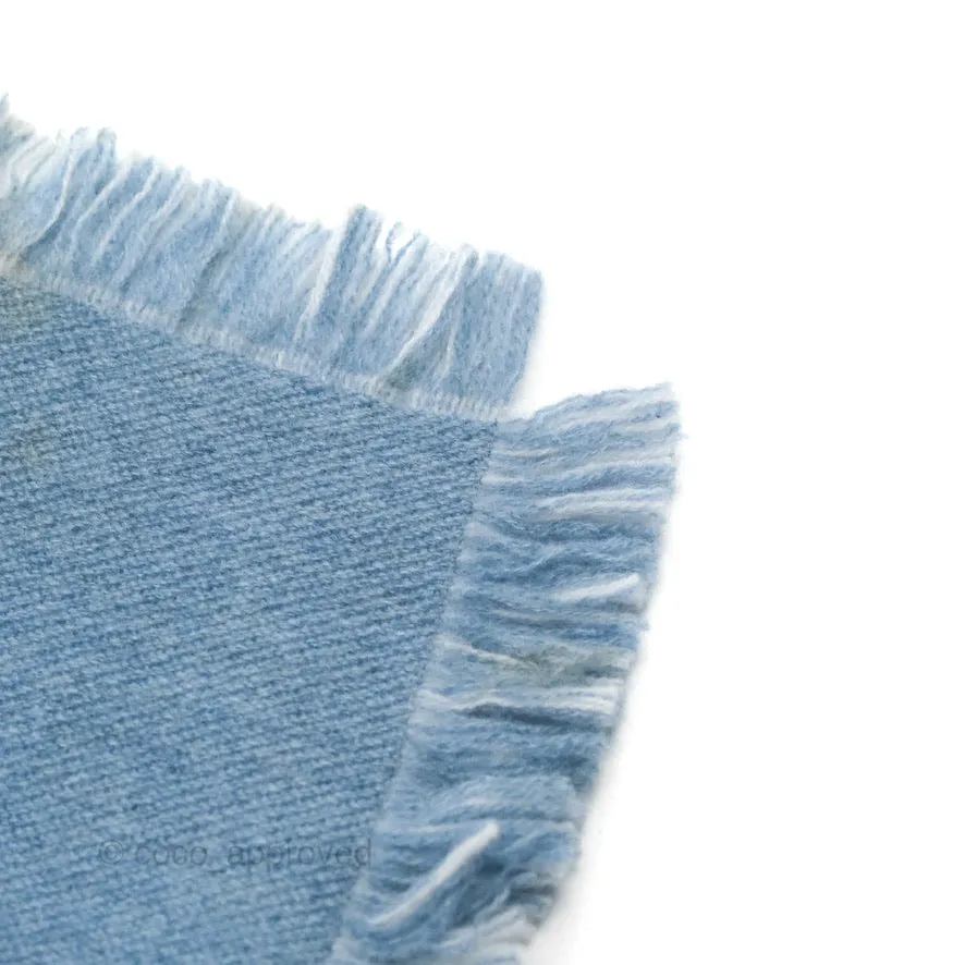 Louis Vuitton Cashmere Fringes Scarf Denim Blue