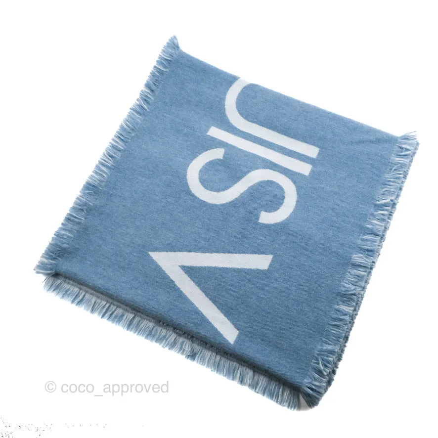 Louis Vuitton Cashmere Fringes Scarf Denim Blue