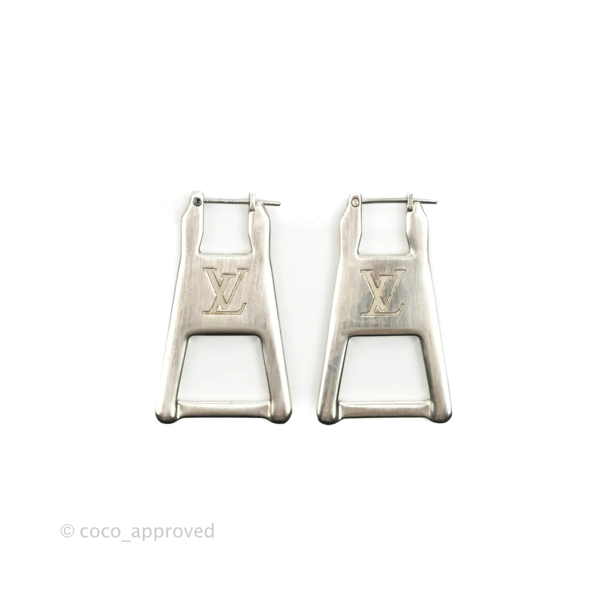 Louis Vuitton Zip Earrings Silver Tone