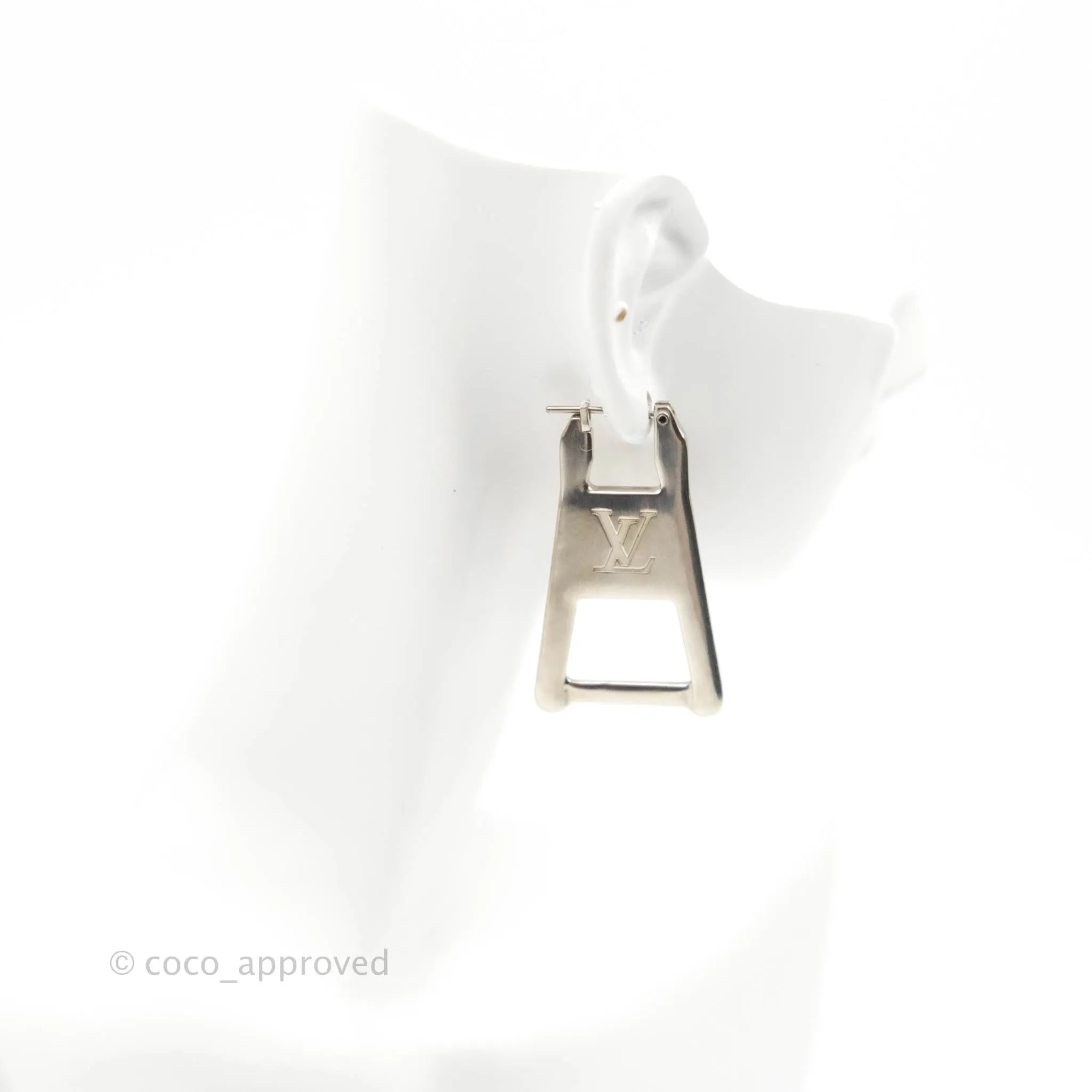 Louis Vuitton Zip Earrings Silver Tone
