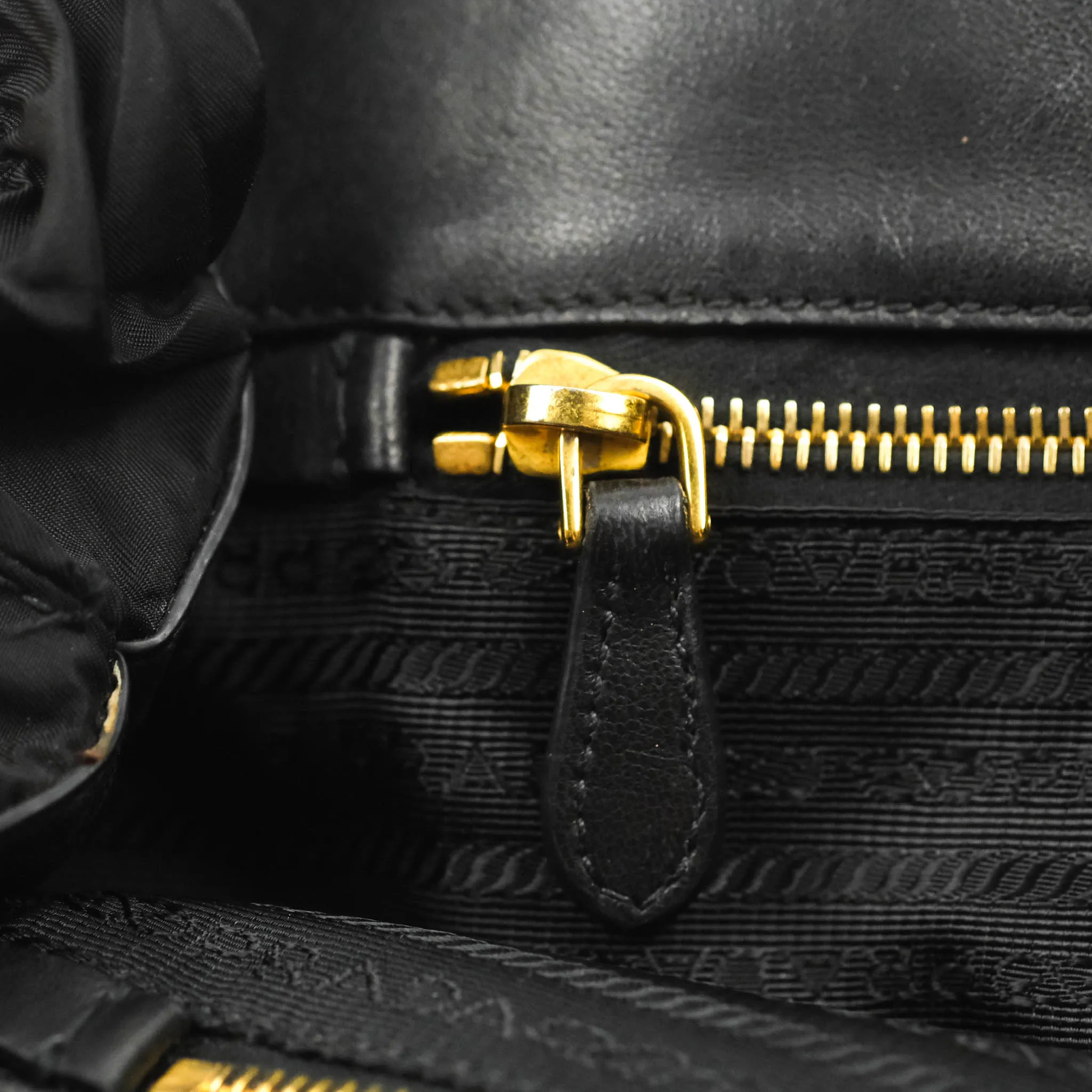 Prada Black Nylon Tassel Tote Bag Gold Hardware