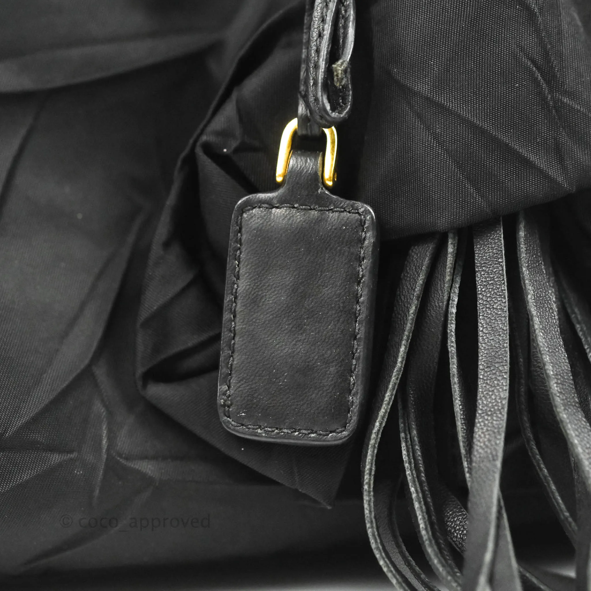 Prada Black Nylon Tassel Tote Bag Gold Hardware