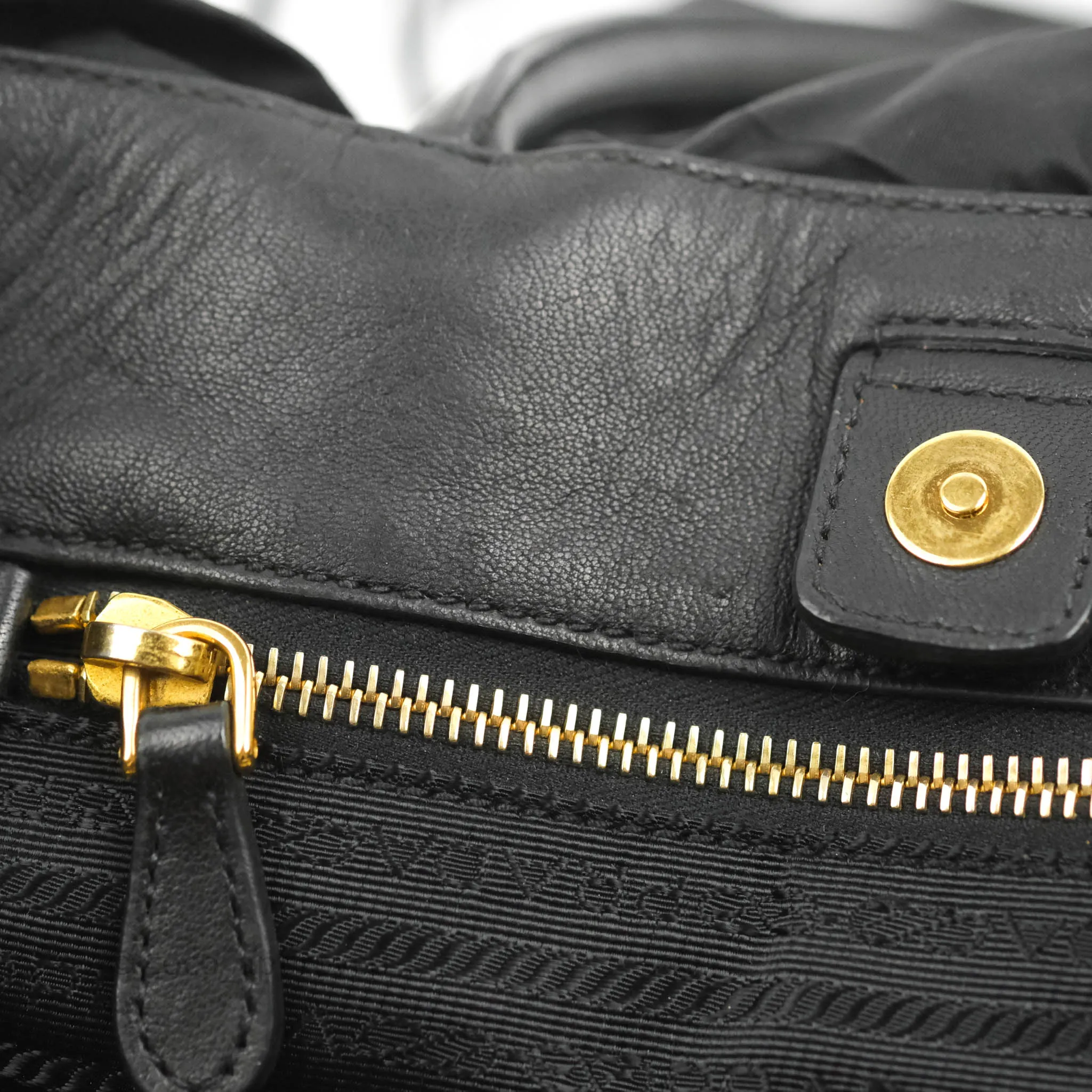 Prada Black Nylon Tassel Tote Bag Gold Hardware