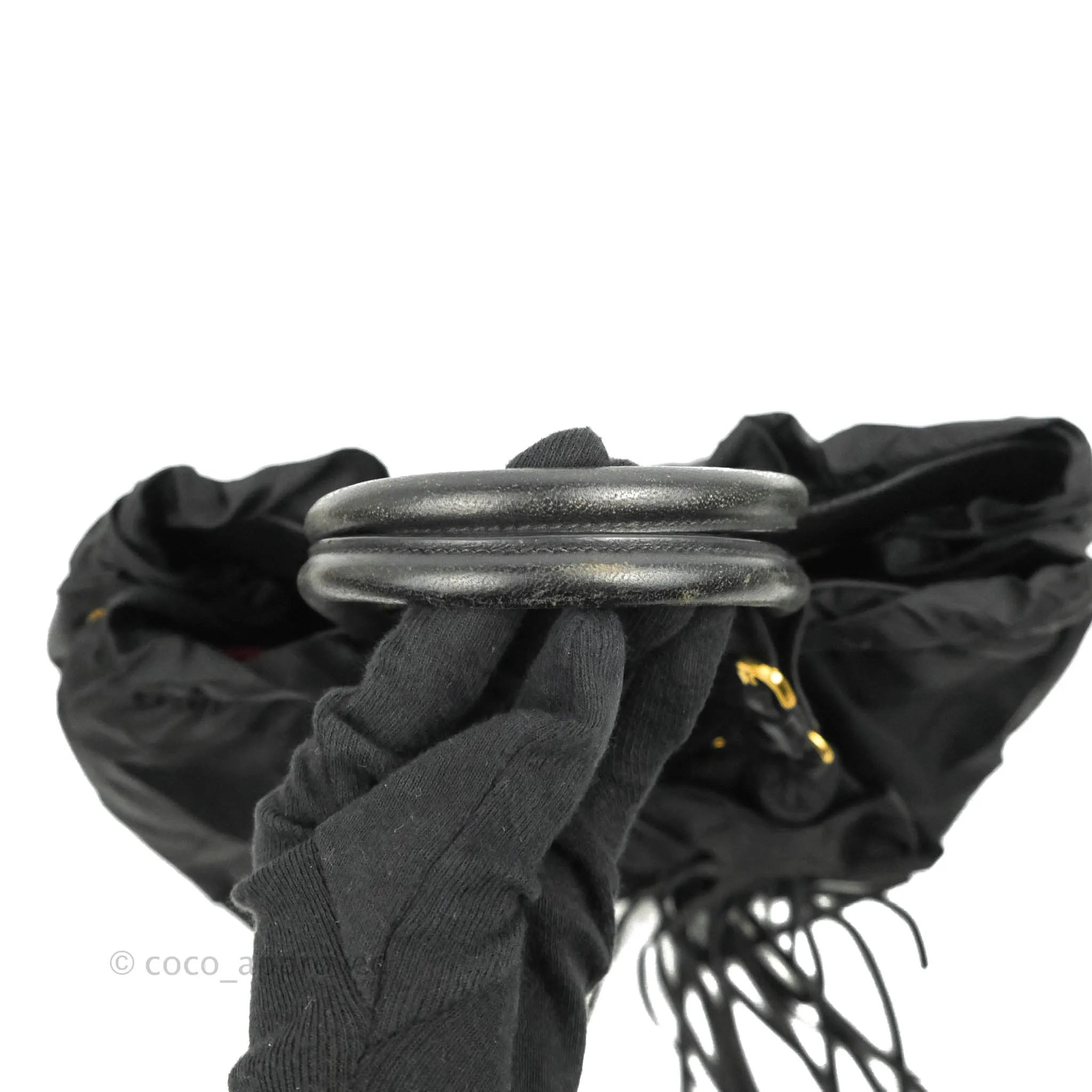 Prada Black Nylon Tassel Tote Bag Gold Hardware
