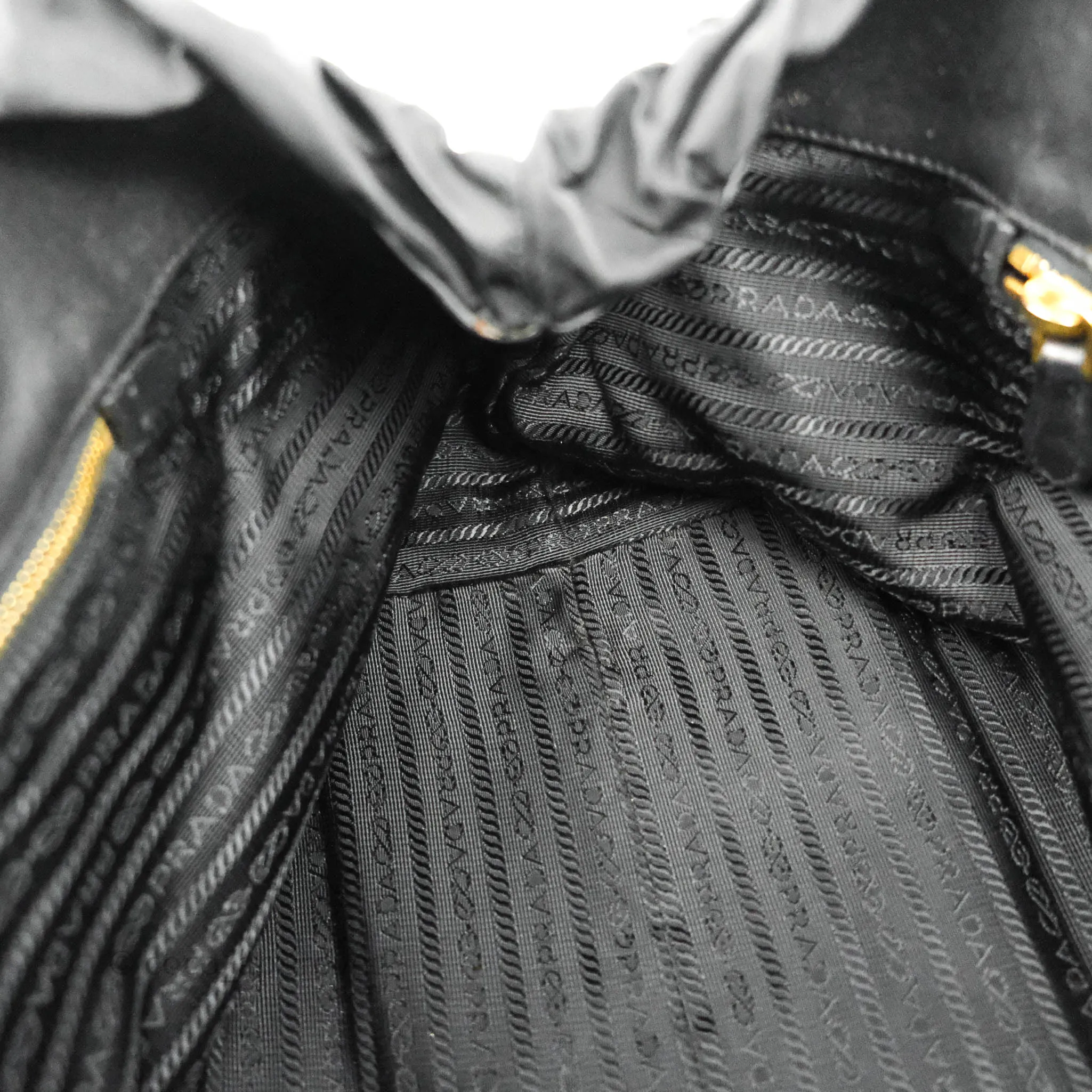 Prada Black Nylon Tassel Tote Bag Gold Hardware