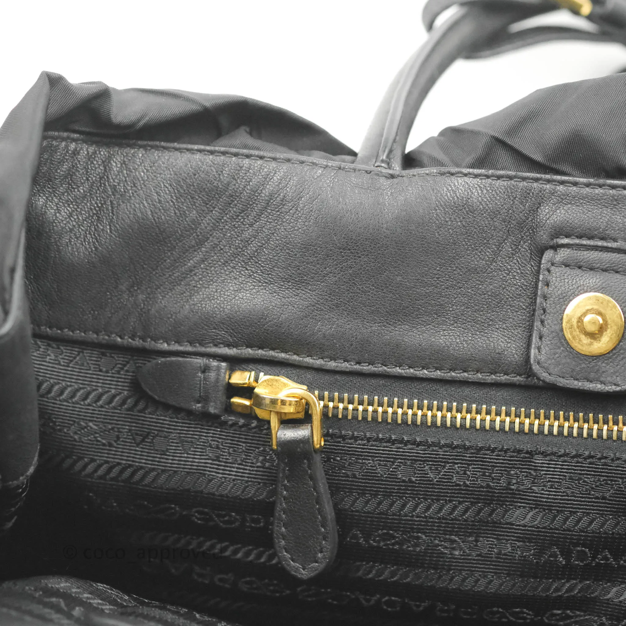 Prada Black Nylon Tassel Tote Bag Gold Hardware