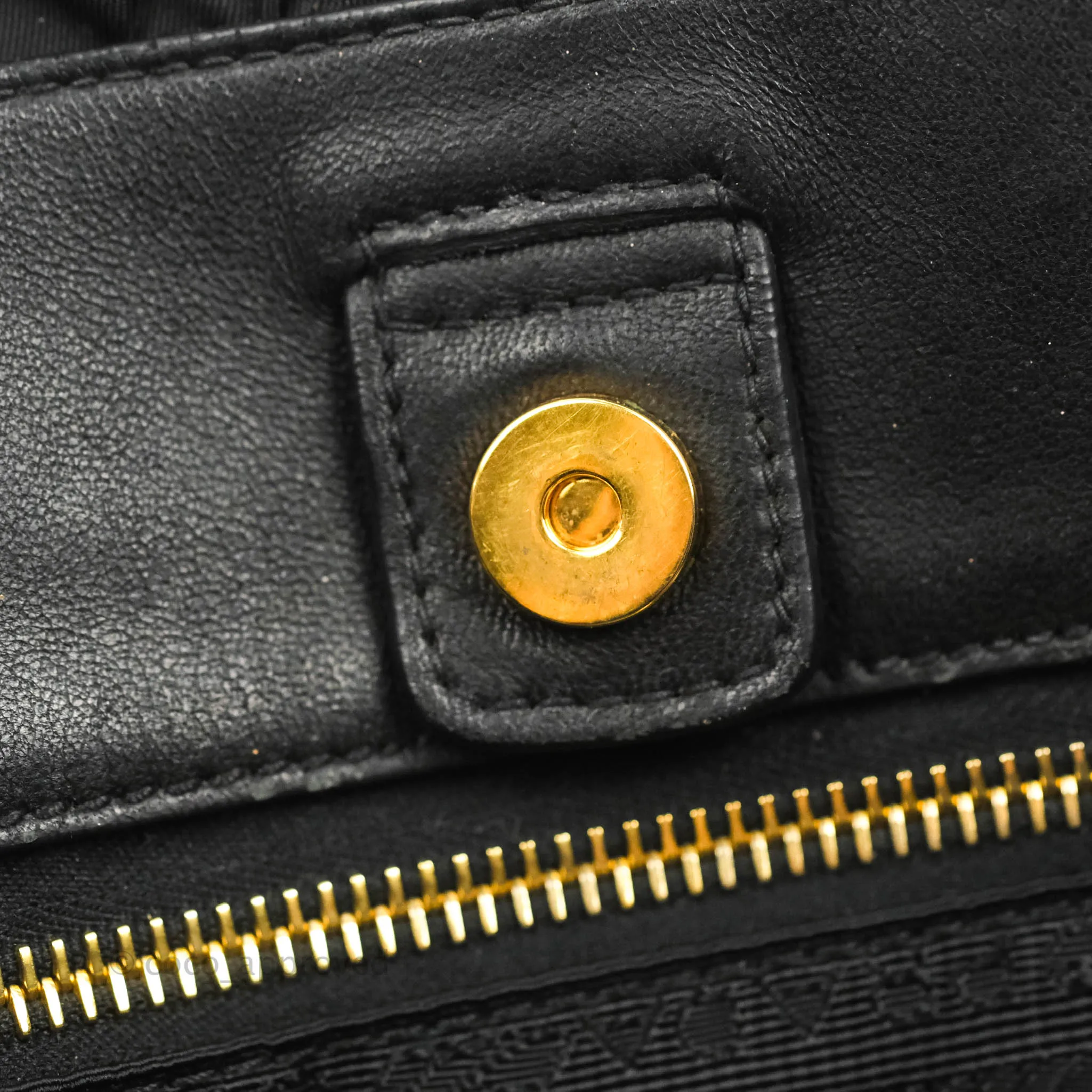 Prada Black Nylon Tassel Tote Bag Gold Hardware