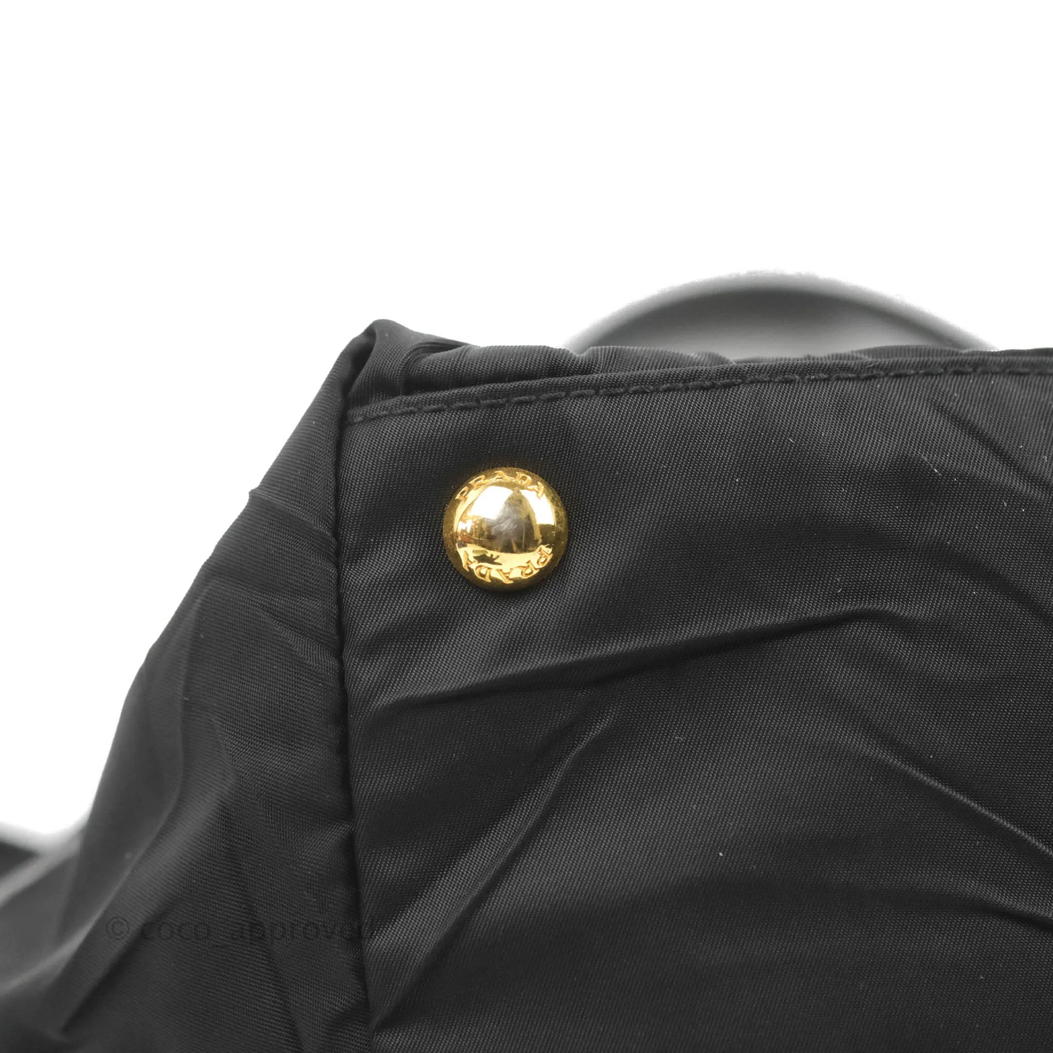 Prada Black Nylon Tassel Tote Bag Gold Hardware