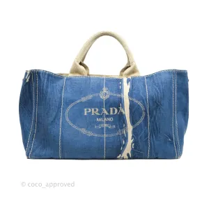 Prada Denim Logo Tote