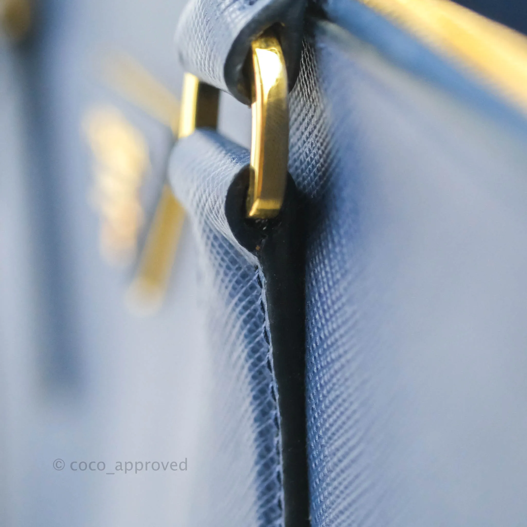 Prada Double Zip Lux Saffiano Dark Blue Large Tote Bag