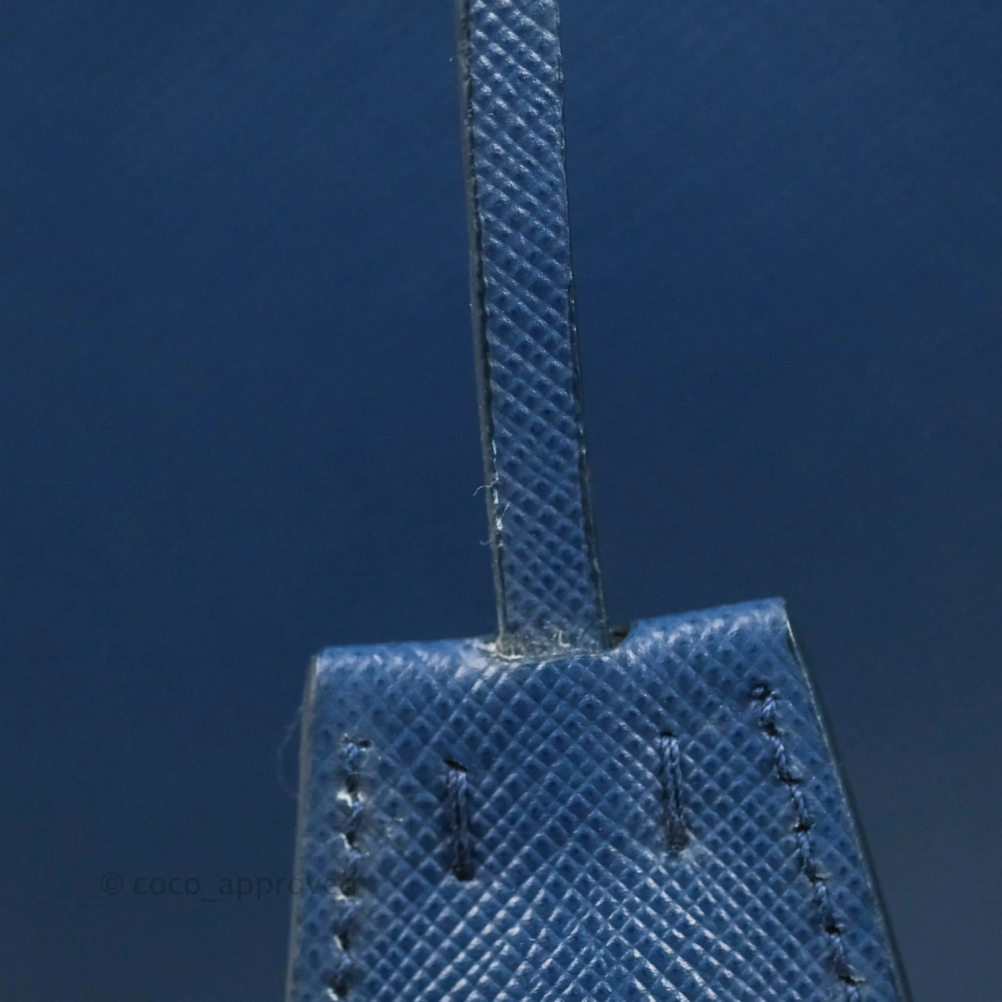 Prada Double Zip Lux Saffiano Dark Blue Large Tote Bag