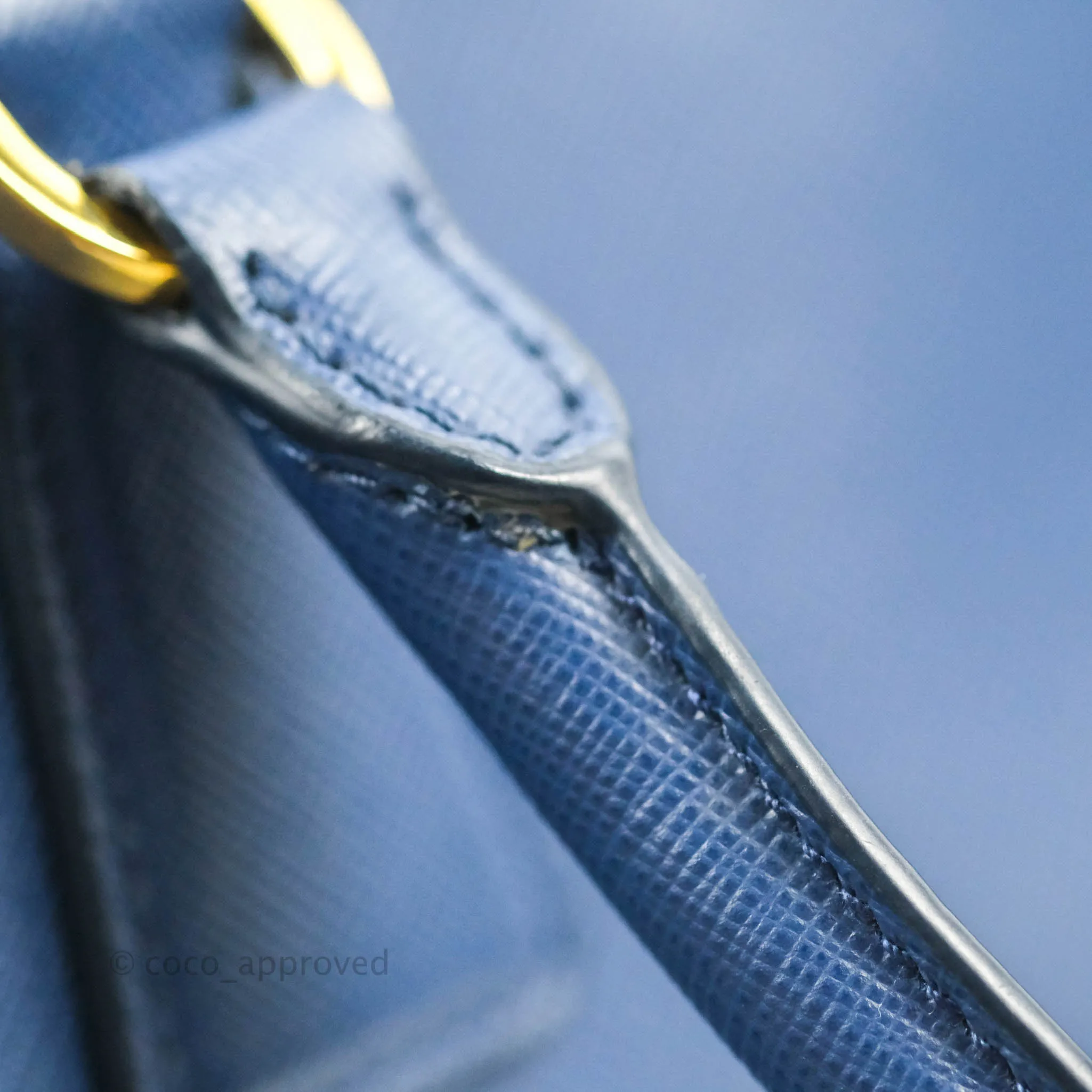 Prada Double Zip Lux Saffiano Dark Blue Large Tote Bag