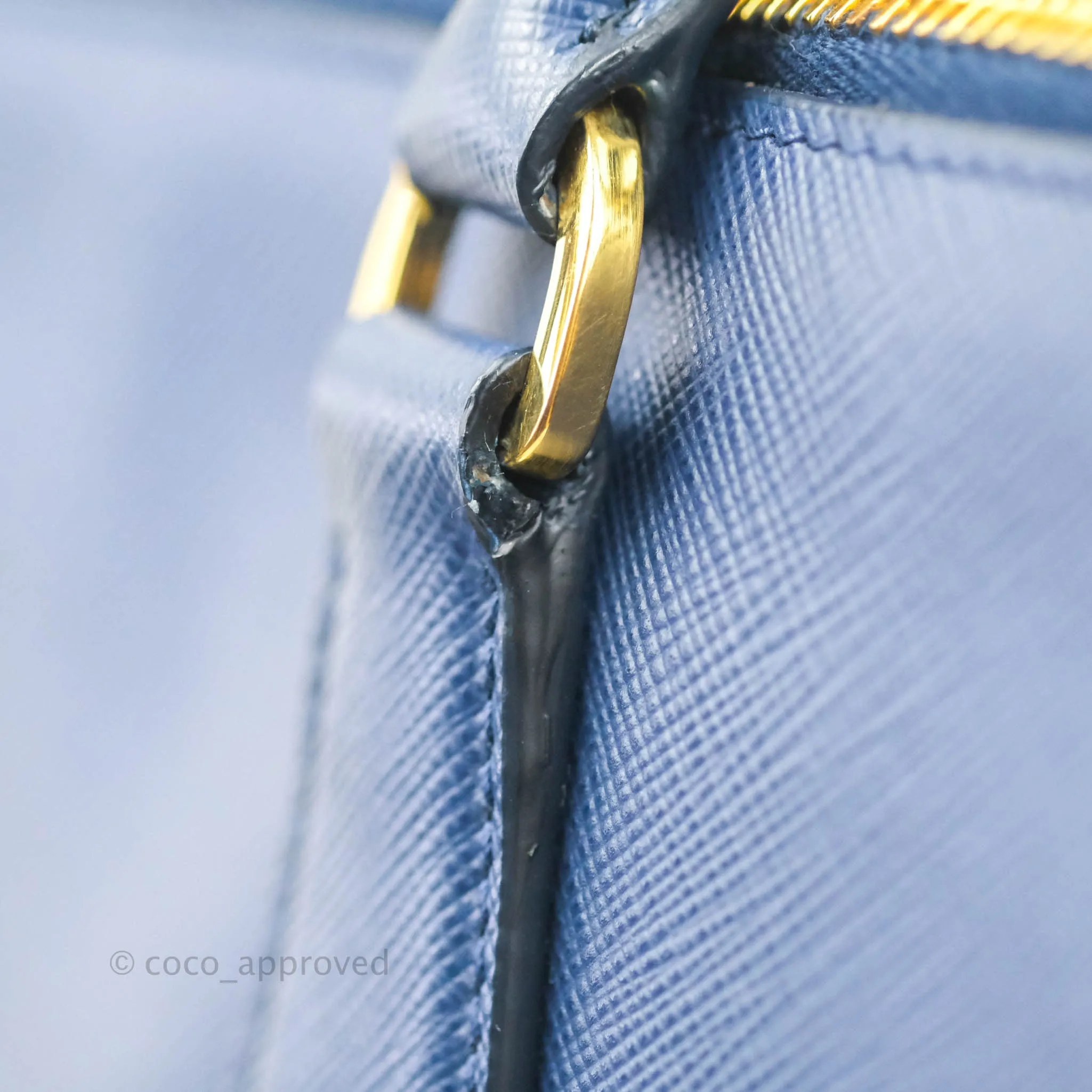 Prada Double Zip Lux Saffiano Dark Blue Large Tote Bag