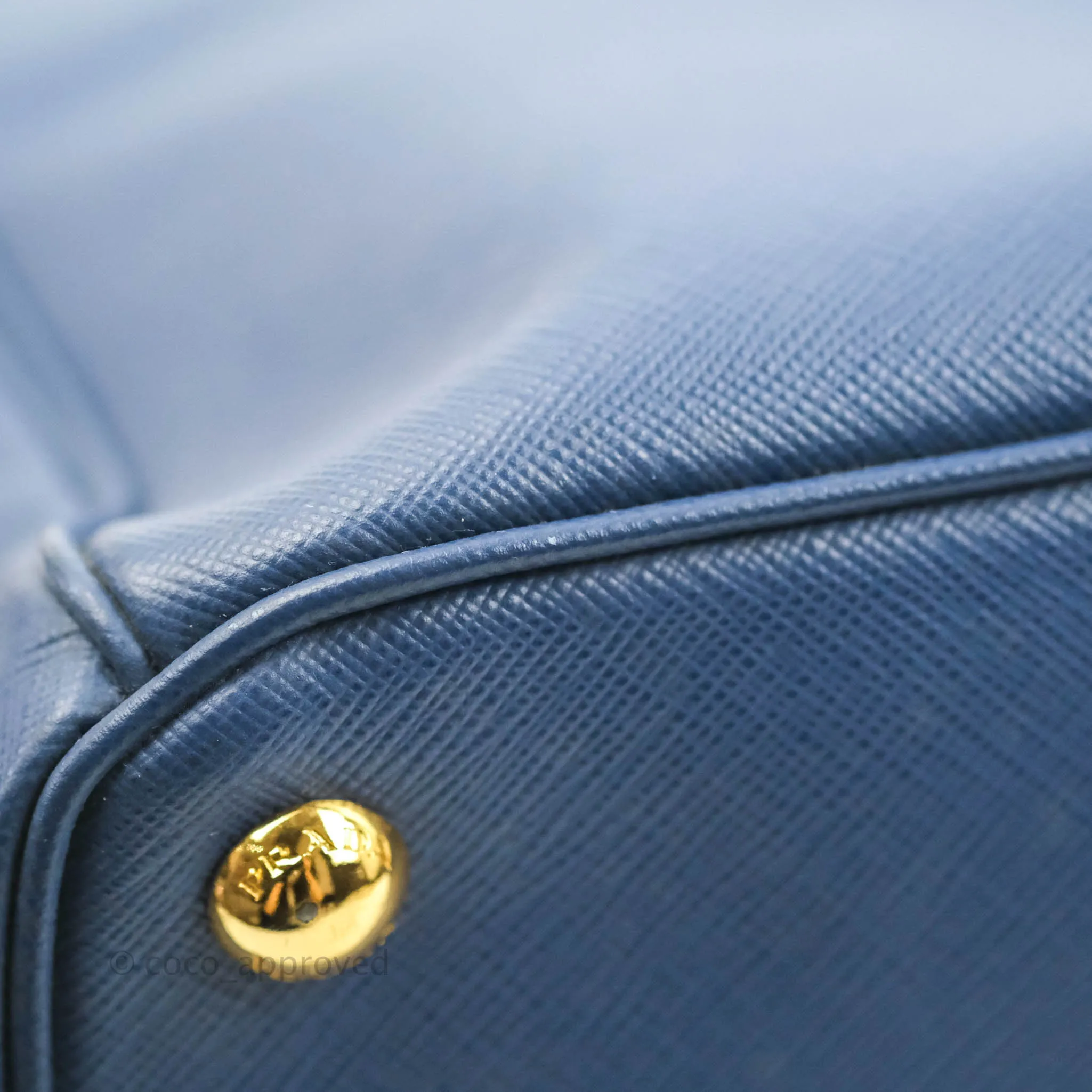 Prada Double Zip Lux Saffiano Dark Blue Large Tote Bag