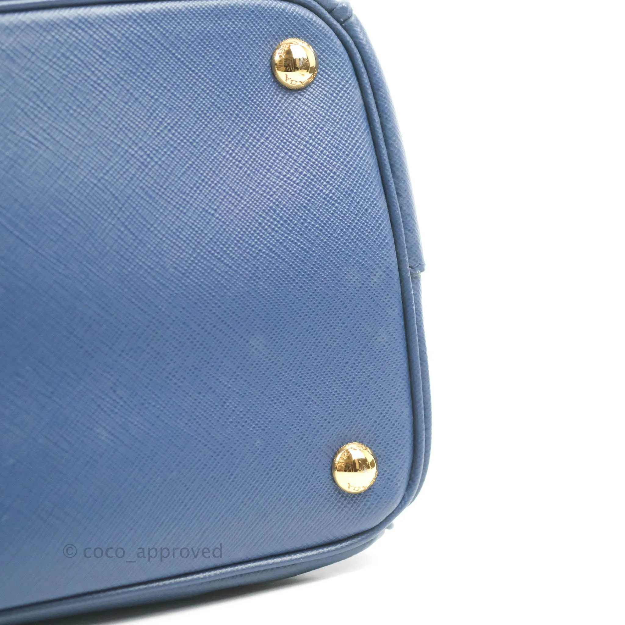 Prada Double Zip Lux Saffiano Dark Blue Large Tote Bag