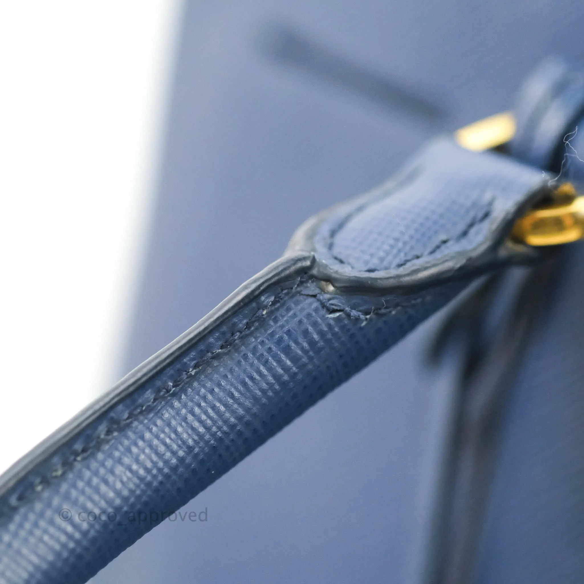 Prada Double Zip Lux Saffiano Dark Blue Large Tote Bag