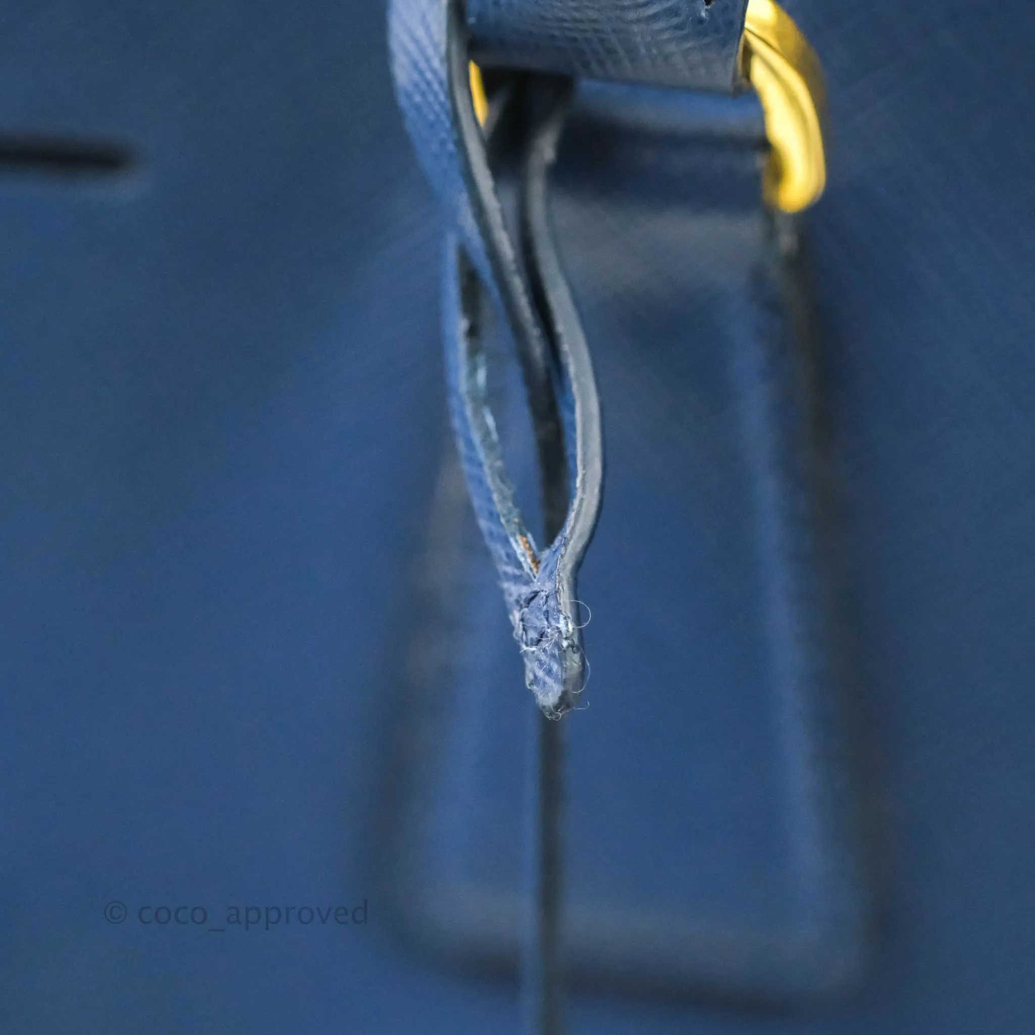 Prada Double Zip Lux Saffiano Dark Blue Large Tote Bag