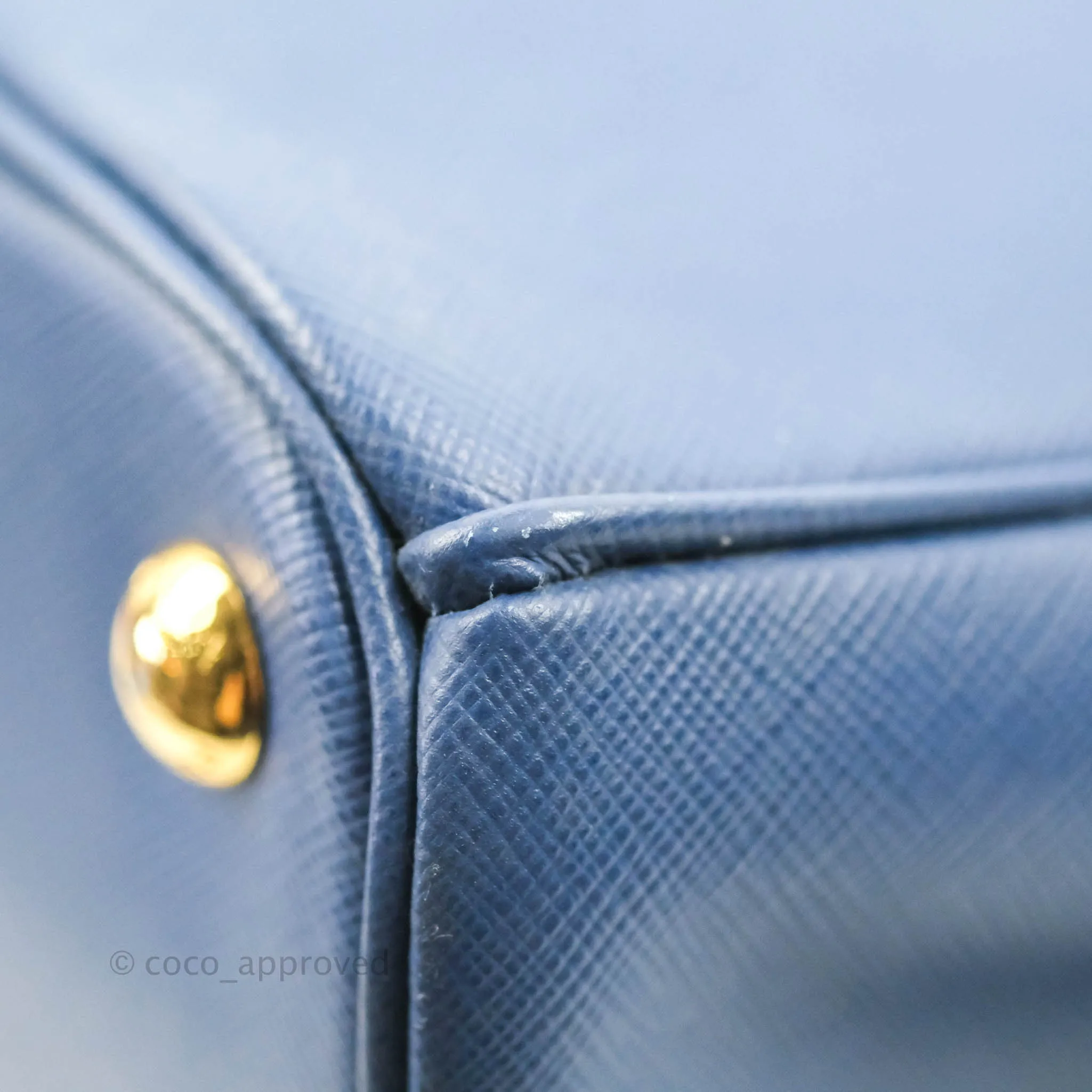 Prada Double Zip Lux Saffiano Dark Blue Large Tote Bag