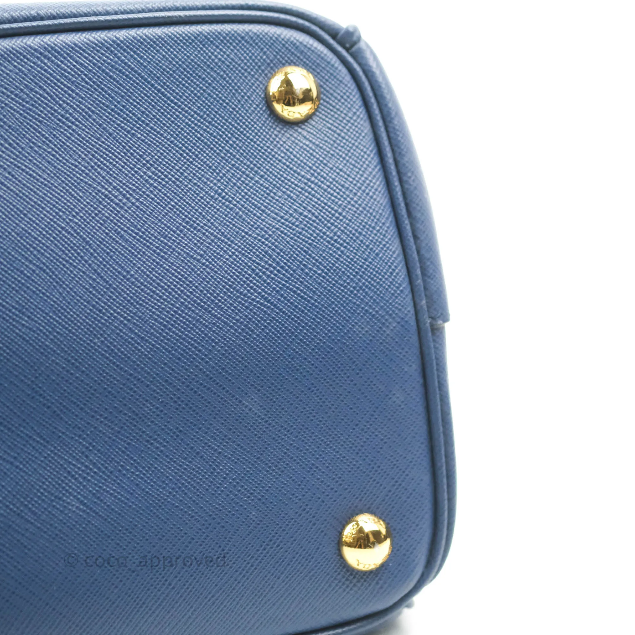 Prada Double Zip Lux Saffiano Dark Blue Large Tote Bag
