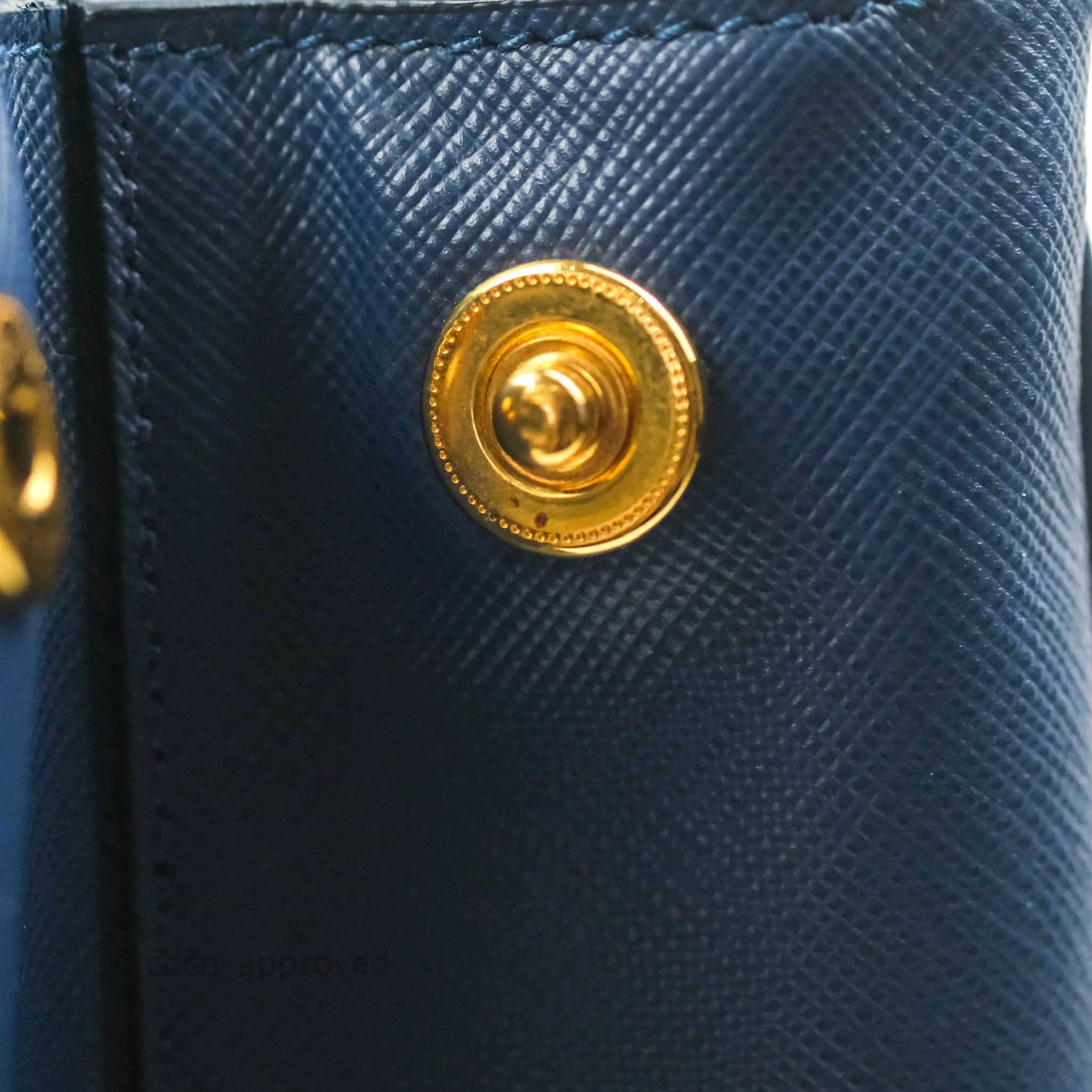 Prada Double Zip Lux Saffiano Dark Blue Large Tote Bag