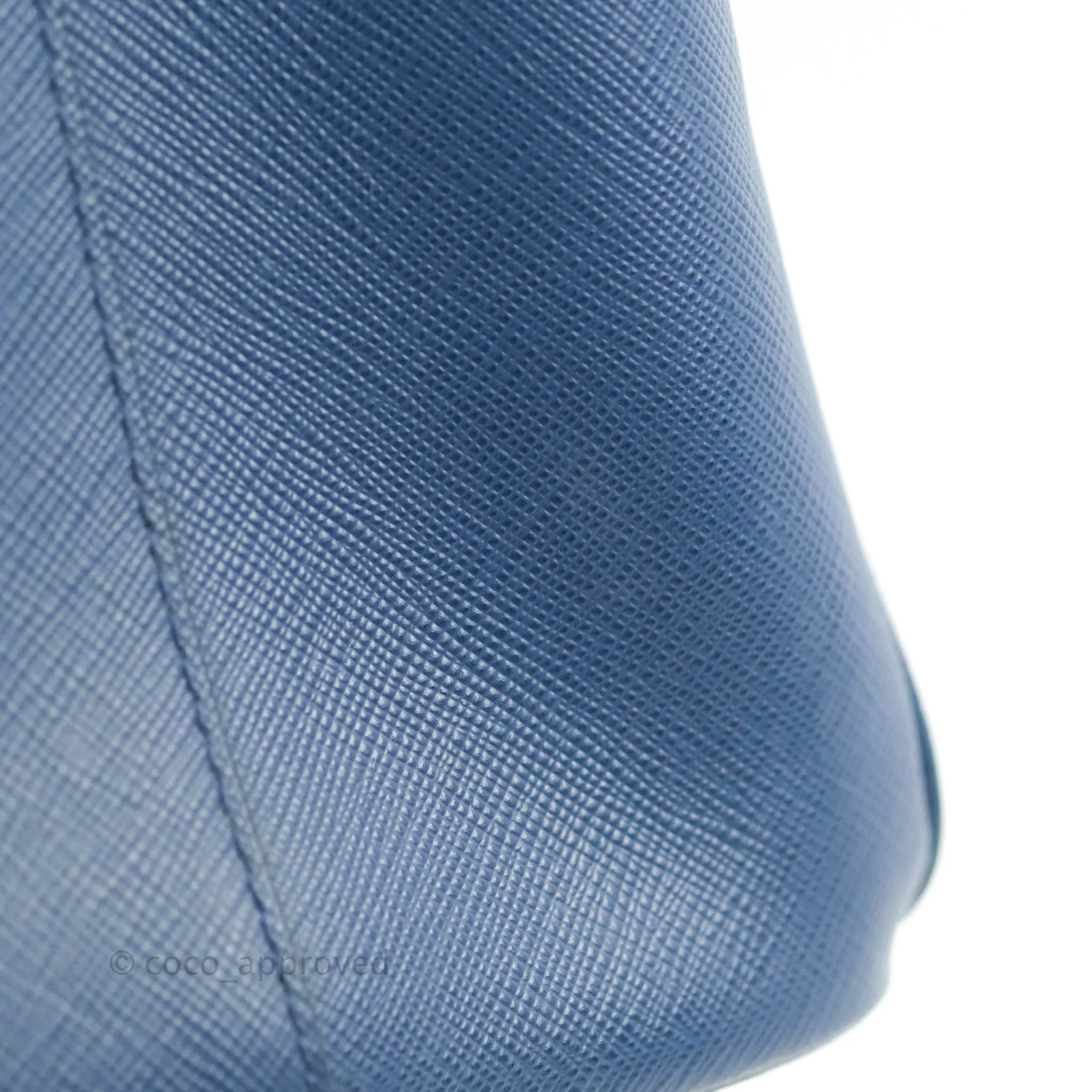 Prada Double Zip Lux Saffiano Dark Blue Large Tote Bag