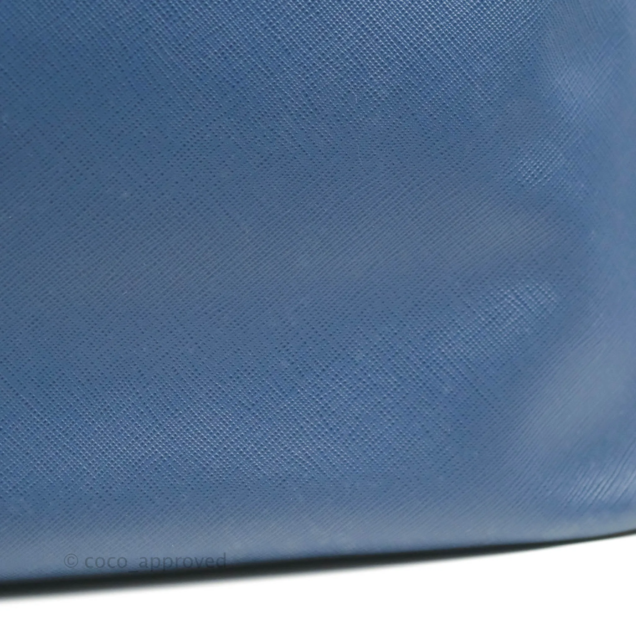 Prada Double Zip Lux Saffiano Dark Blue Large Tote Bag