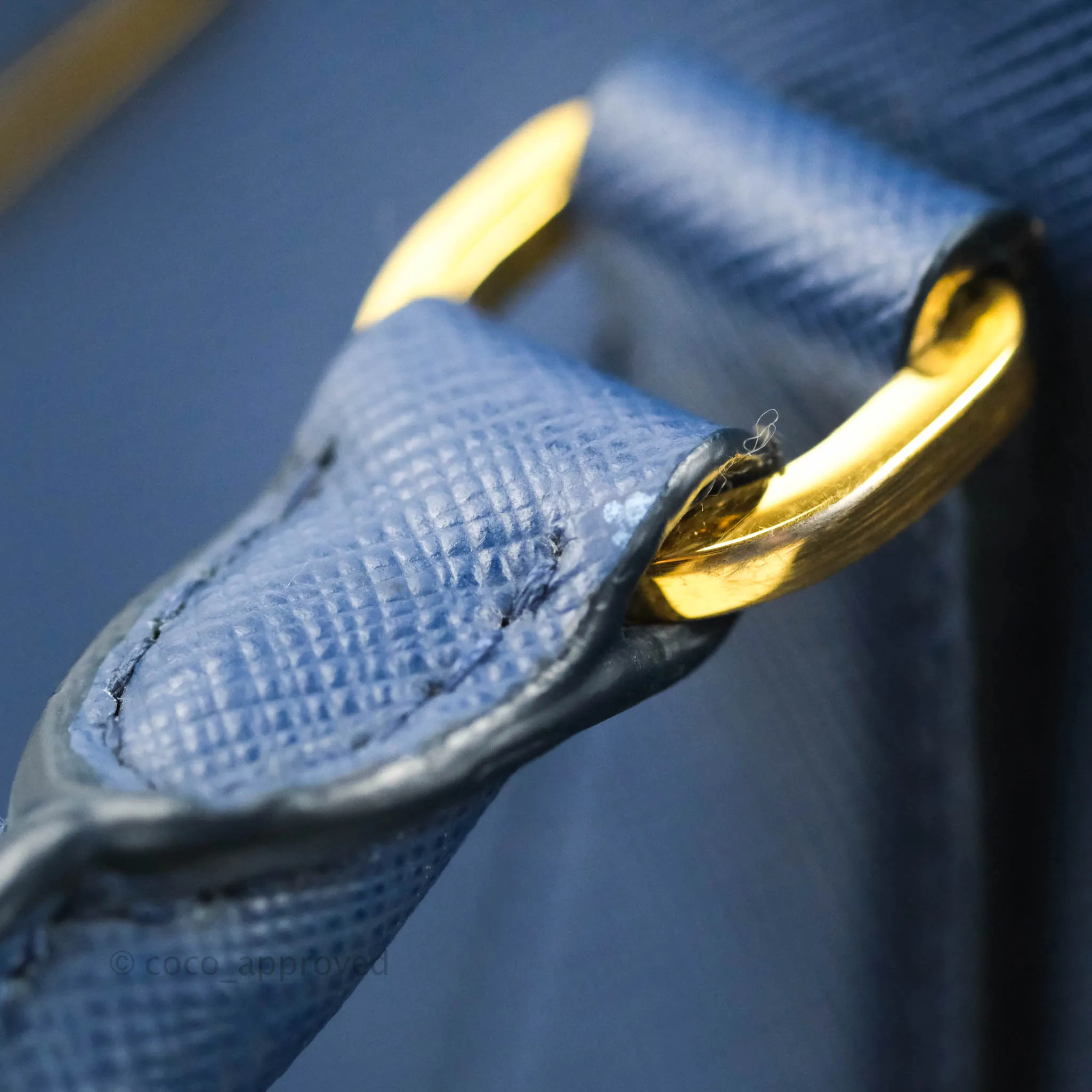 Prada Double Zip Lux Saffiano Dark Blue Large Tote Bag