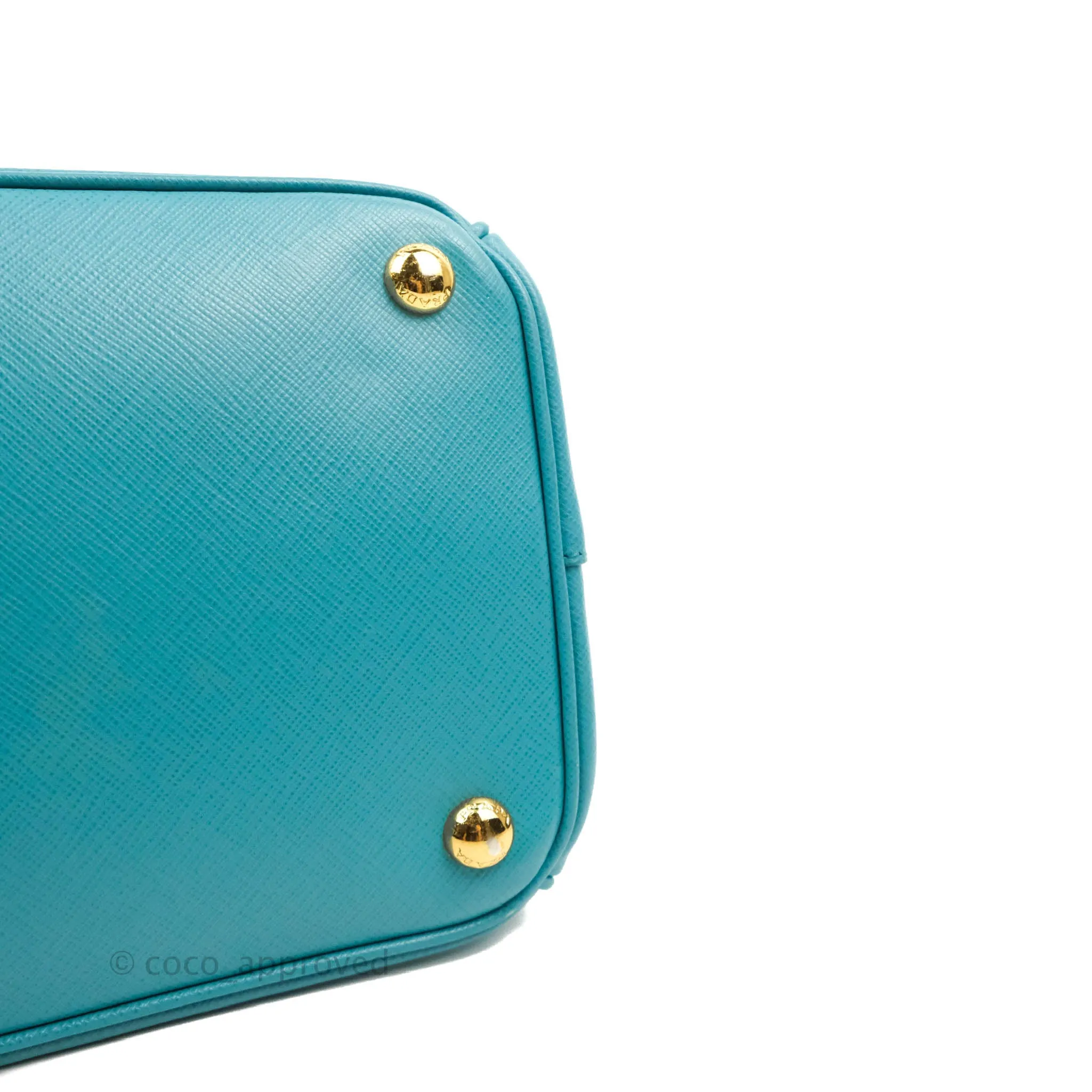 Prada Double Zip Lux Saffiano Tiffany Blue Large Tote Bag